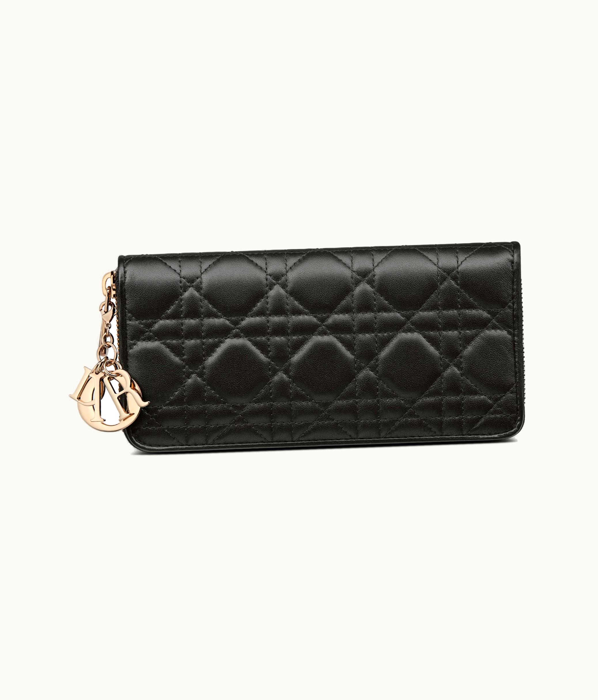 Dior Lady Dior Voyageur Wallet - Black Cannage Lambskin