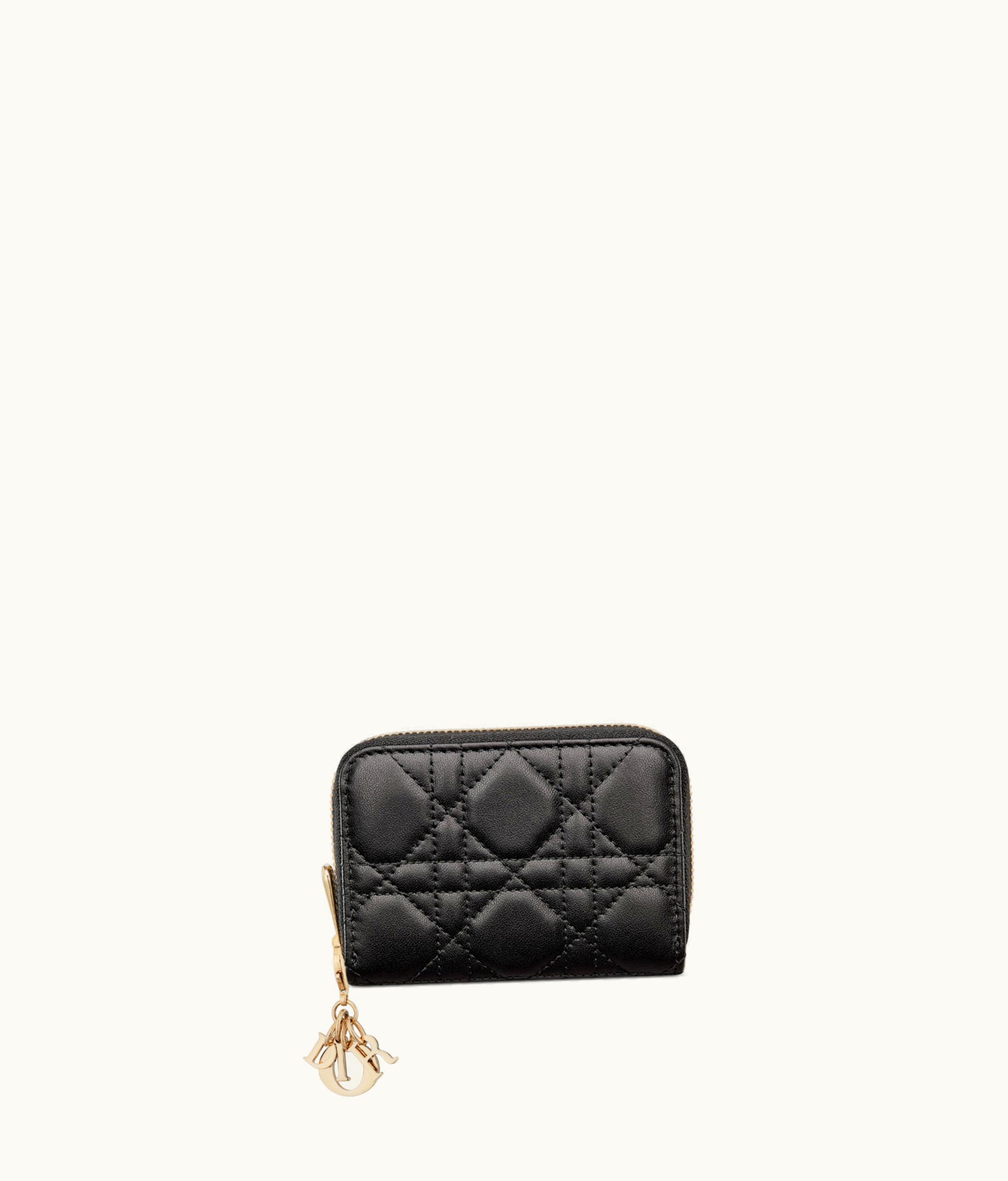 Dior Lady Dior Voyageur Small Coin Purse - Black Cannage Lambskin