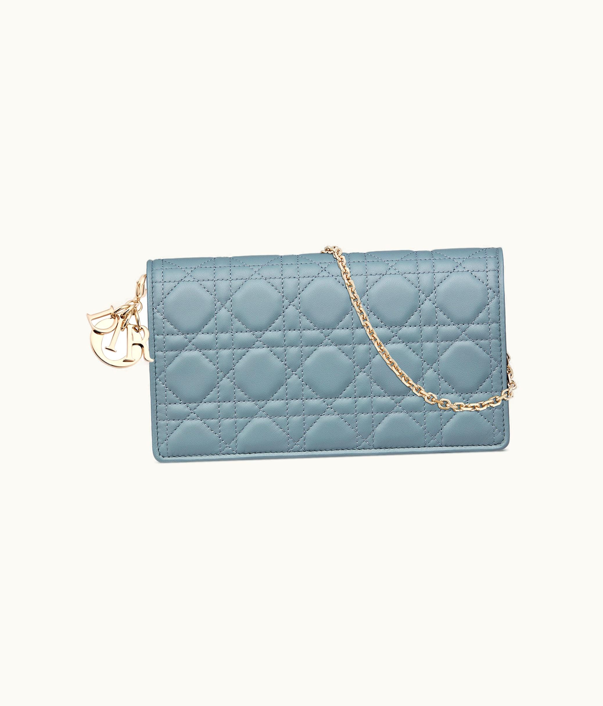 Dior Lady Dior Pouch - Cloud Blue Cannage Lambskin