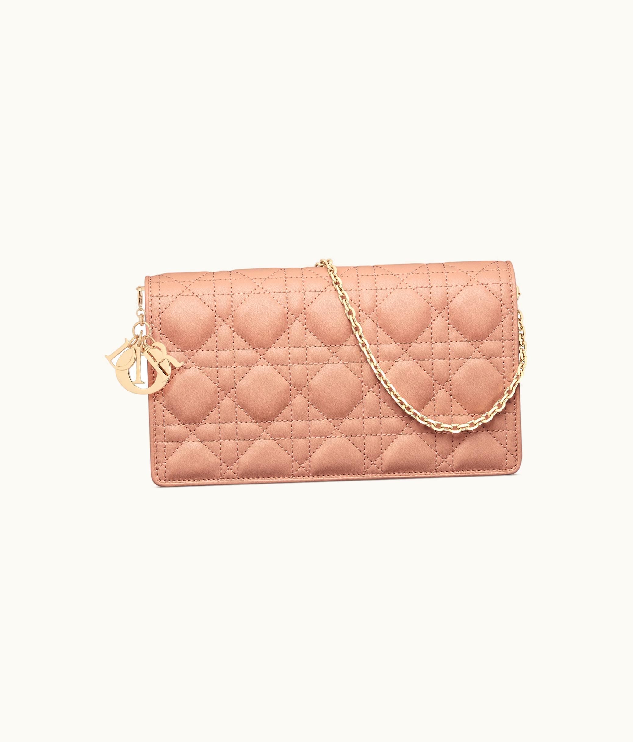 Dior Lady Dior Pouch - Rose Des Vents Cannage Lambskin