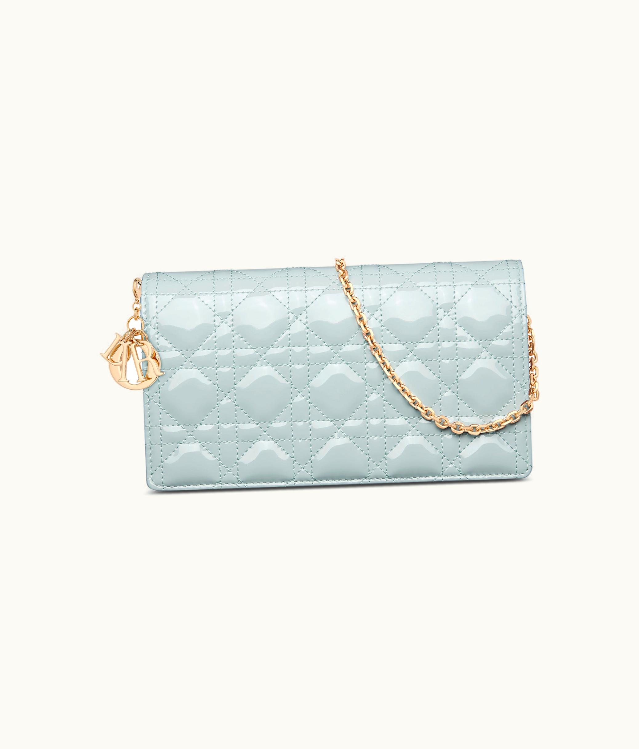 Dior Lady Dior Pouch - Placid Blue Patent Cannage Calfskin
