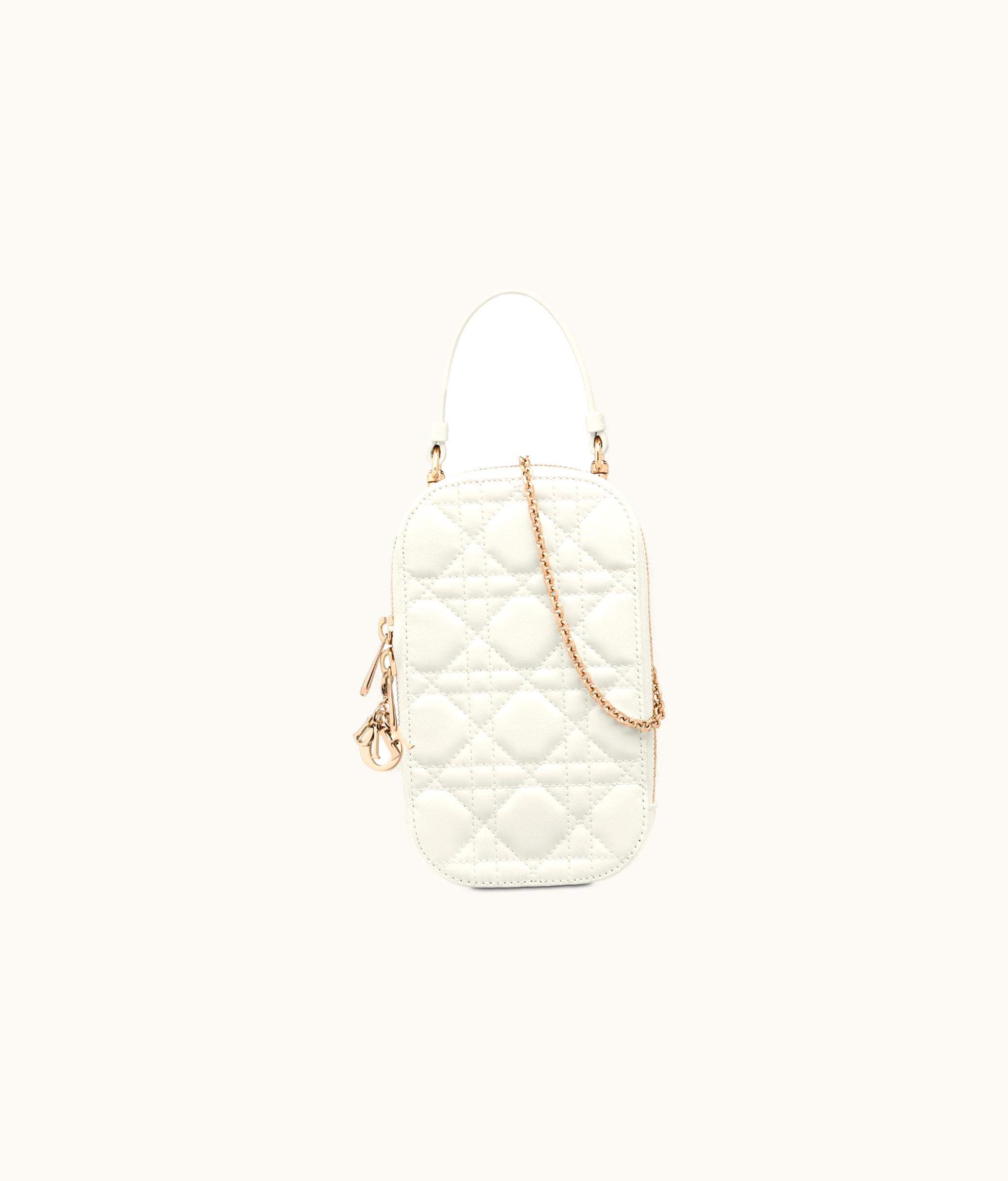 Dior Lady Dior Phone Holder - Latte Cannage Lambskin
