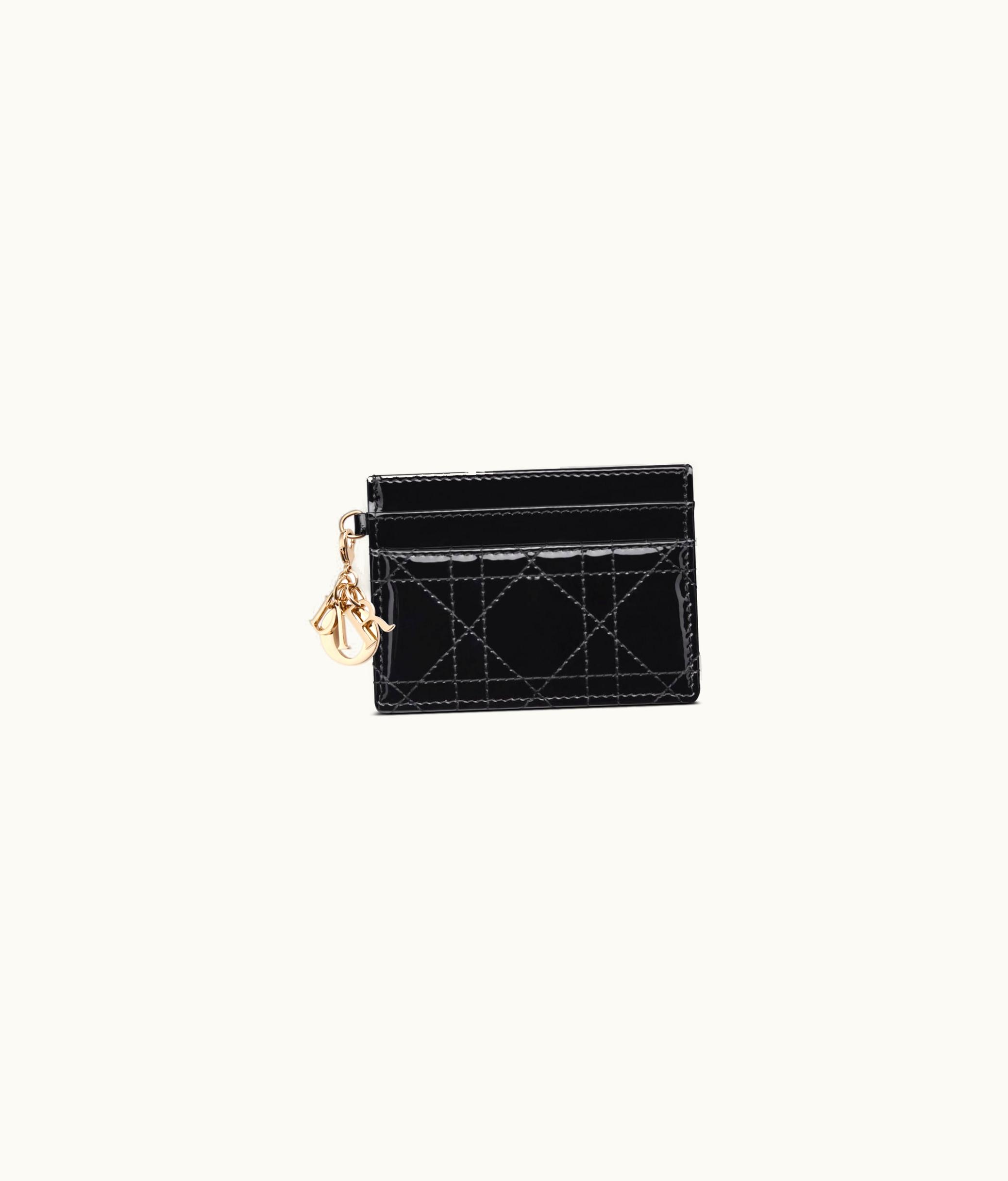 Dior Lady Dior Five-Slot Card Holder - Black Patent Cannage Calfskin