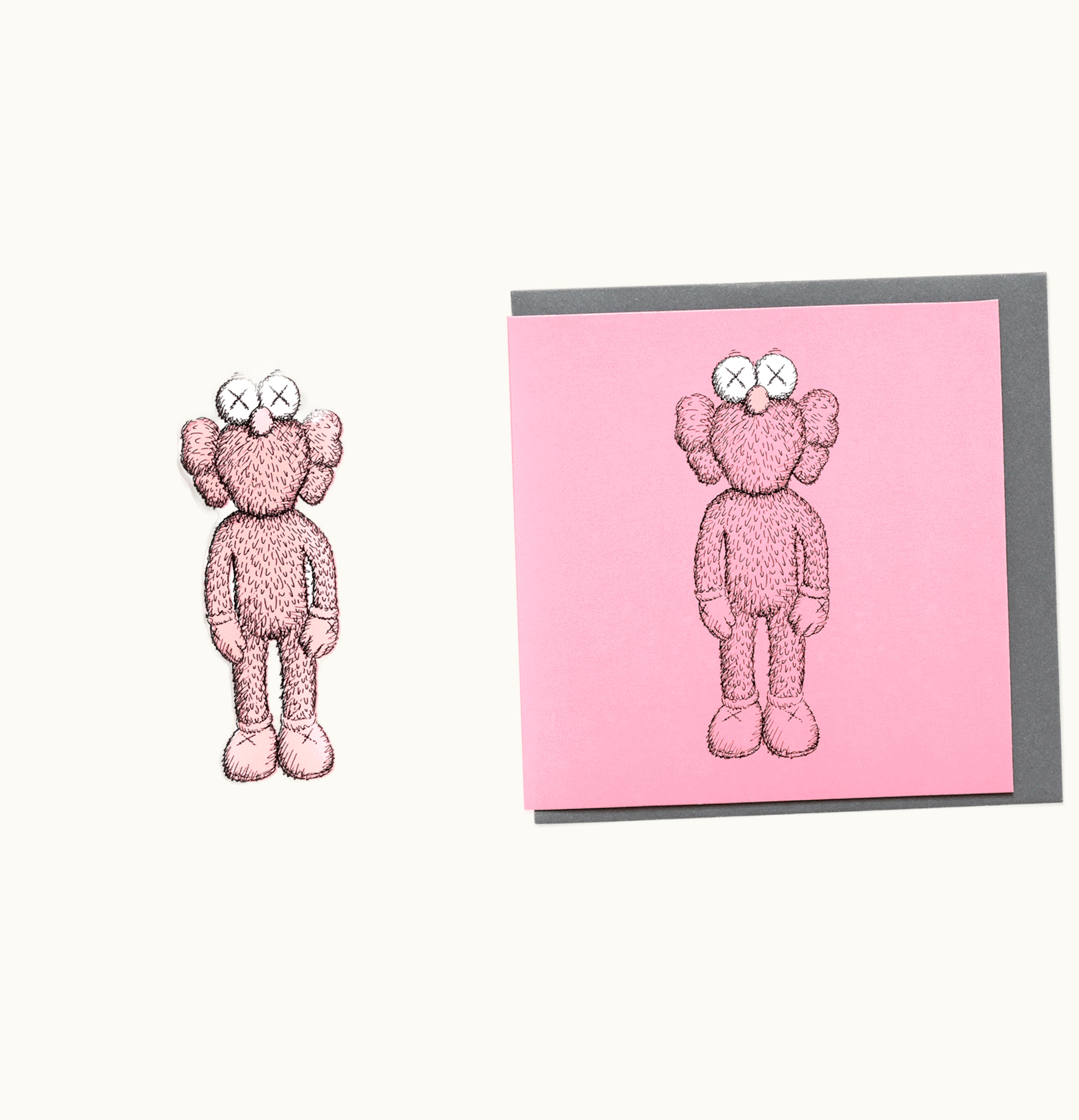 KAWS KAWS BFF Greeting Card With Puffy Sticker Pink