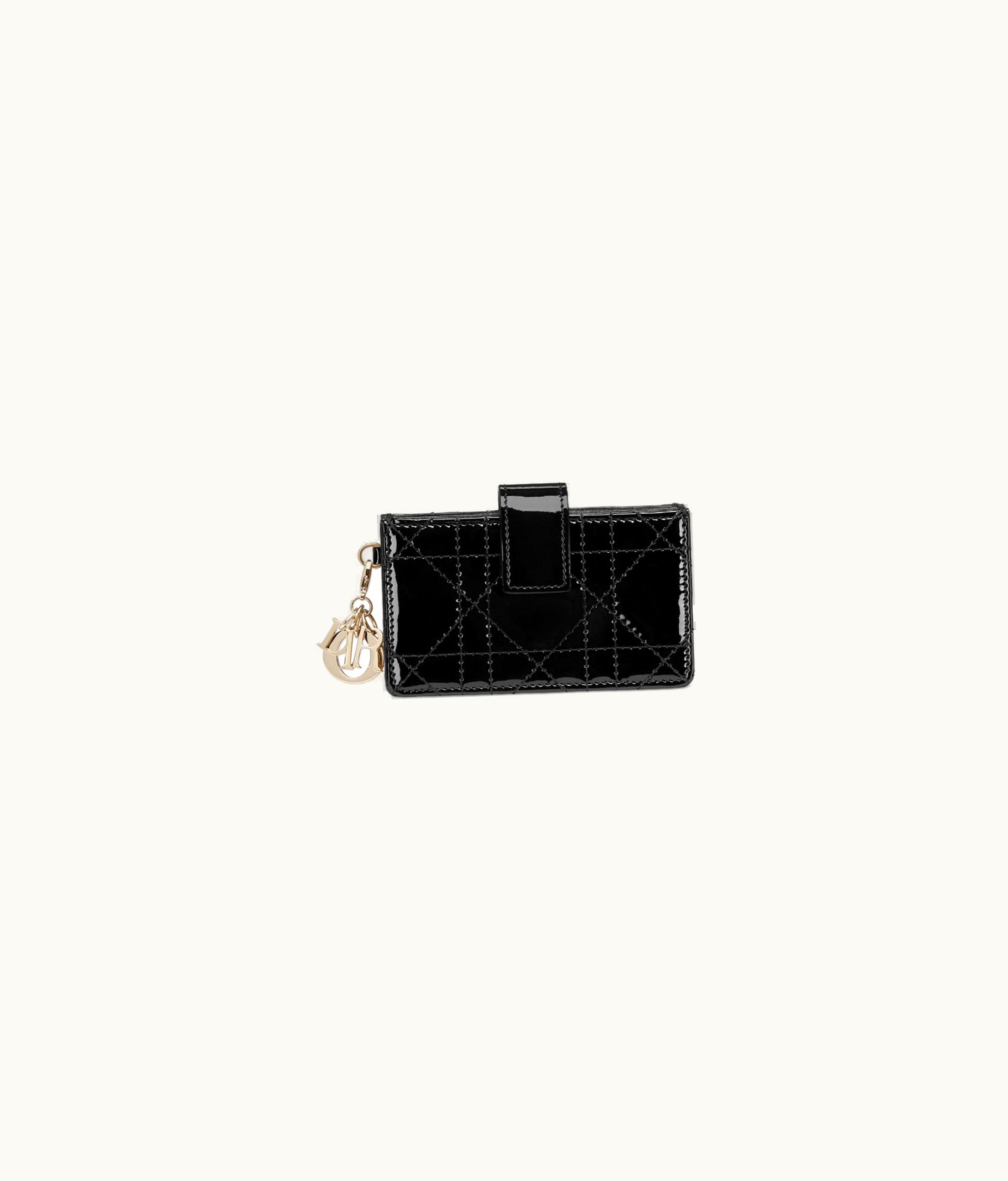 Dior Lady Dior 5-Gusset Card Holder - Black Patent Cannage Calfskin