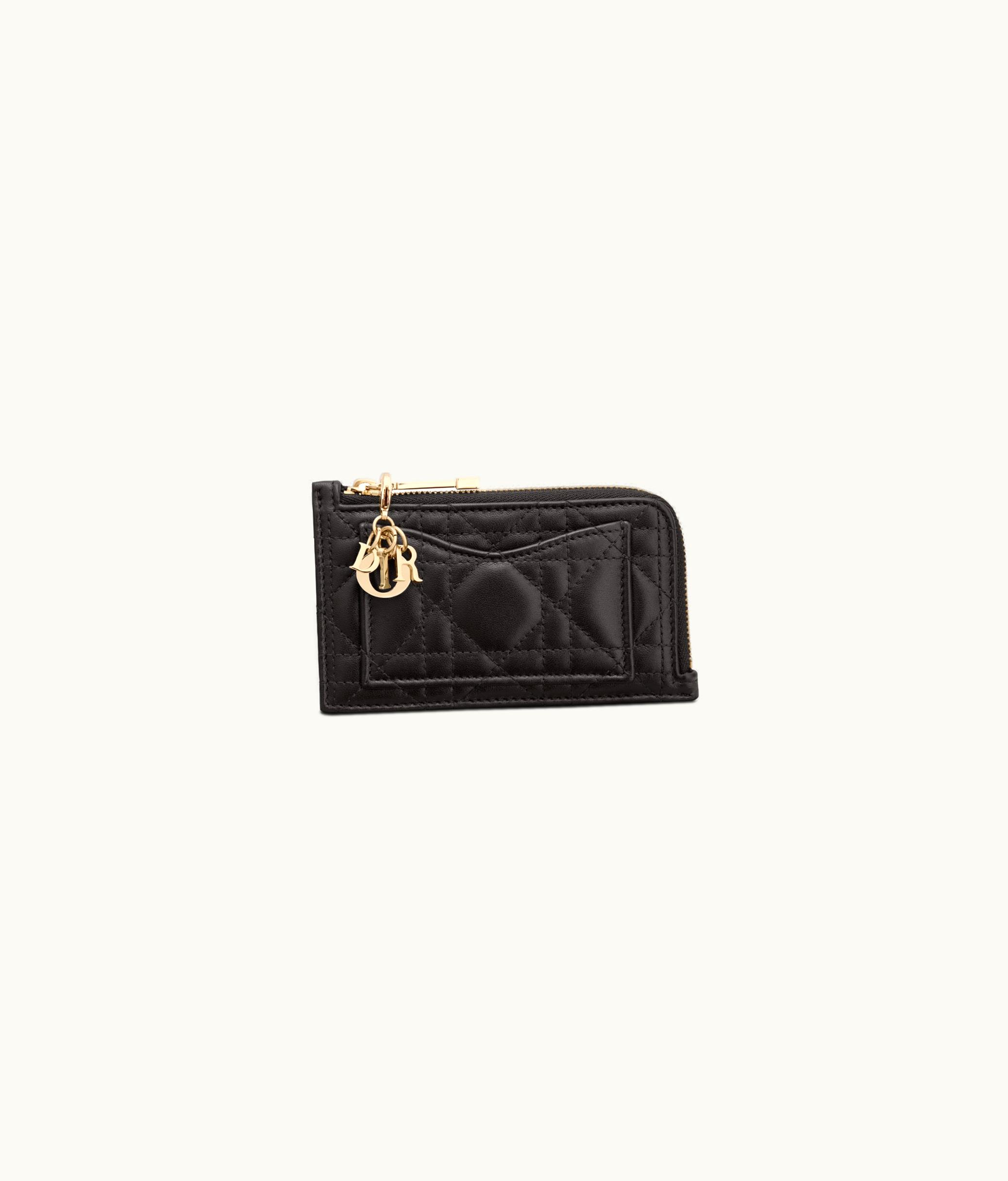 Dior Lady Dior Cosmos Zipped Card Holder - Black Cannage Lambskin