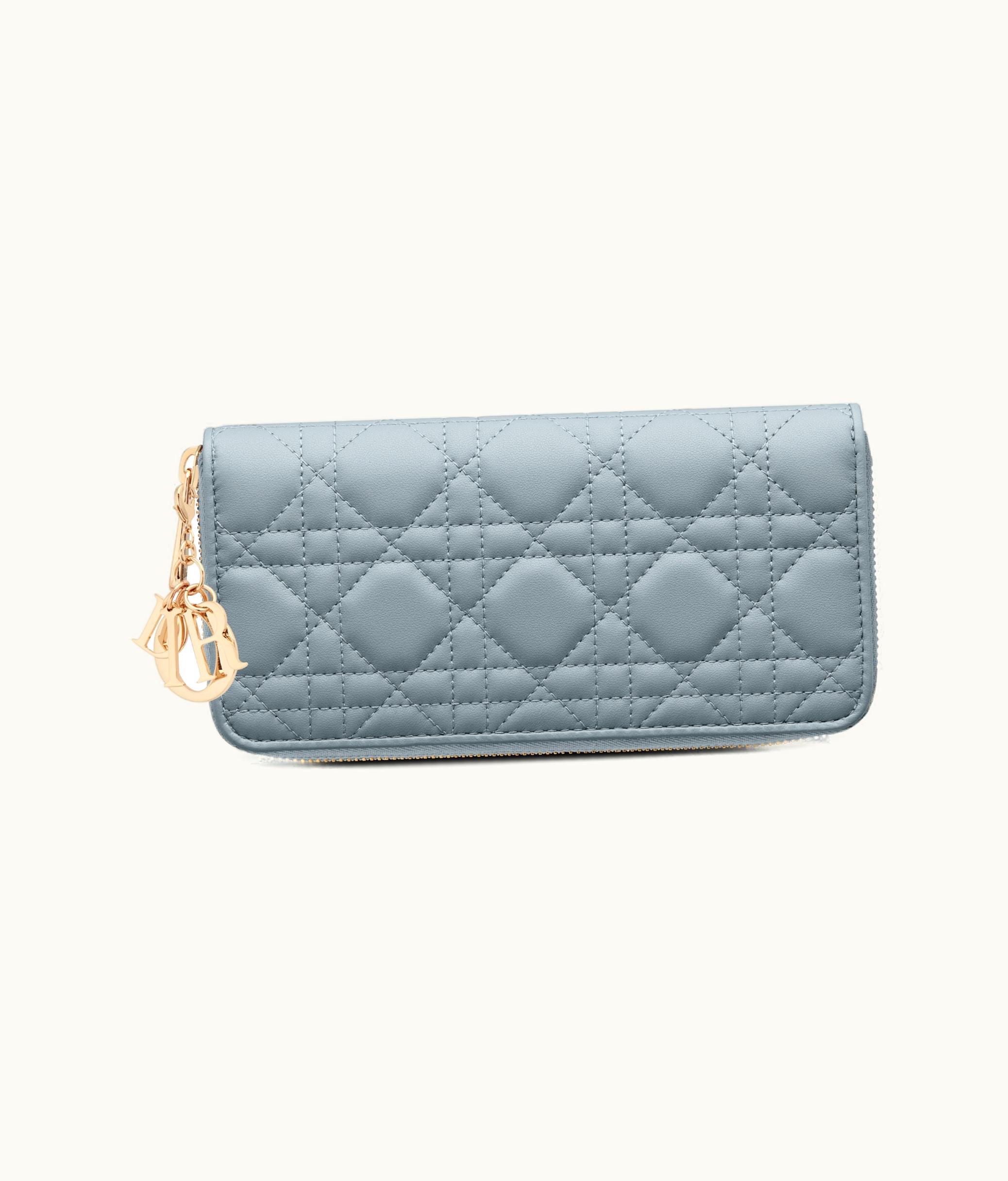 Dior Lady Dior Voyageur Wallet - Cloud Blue Cannage Lambskin
