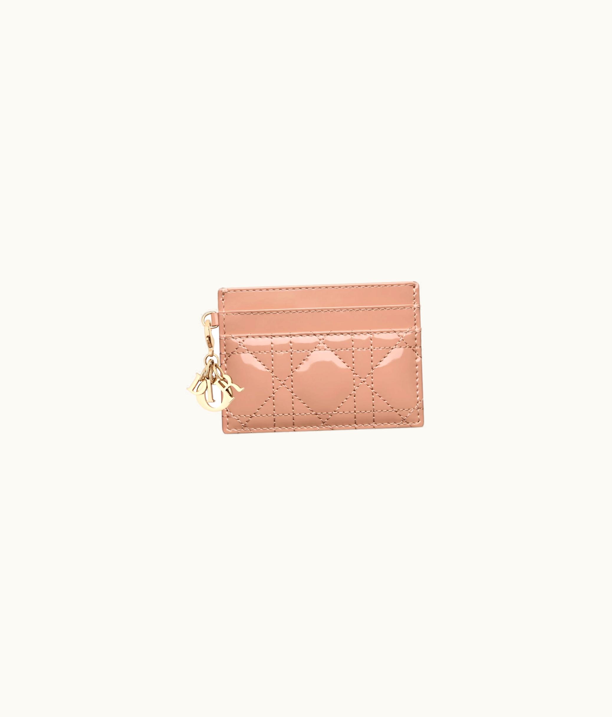 Dior Lady Dior Five-Slot Card Holder - Rose Des Vents Patent Cannage Calfskin