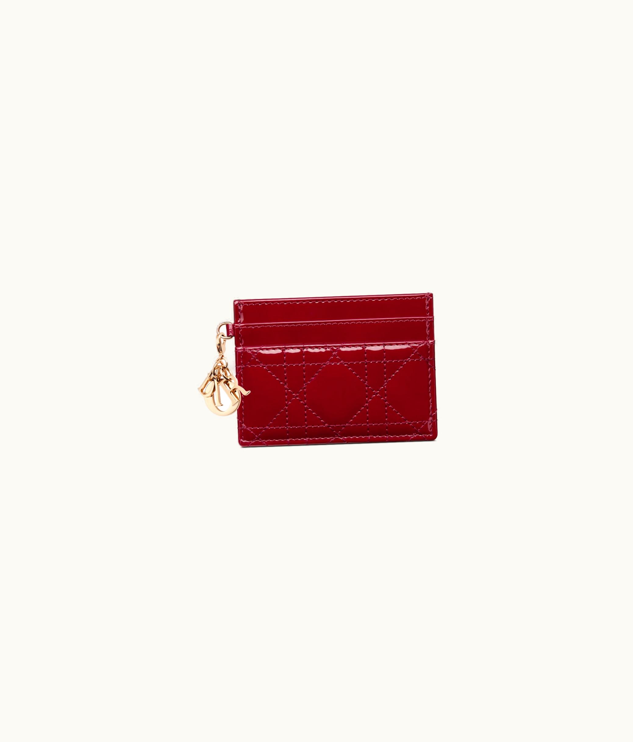 Dior Lady Dior Five-Slot Card Holder - Cherry Red Patent Cannage Calfskin