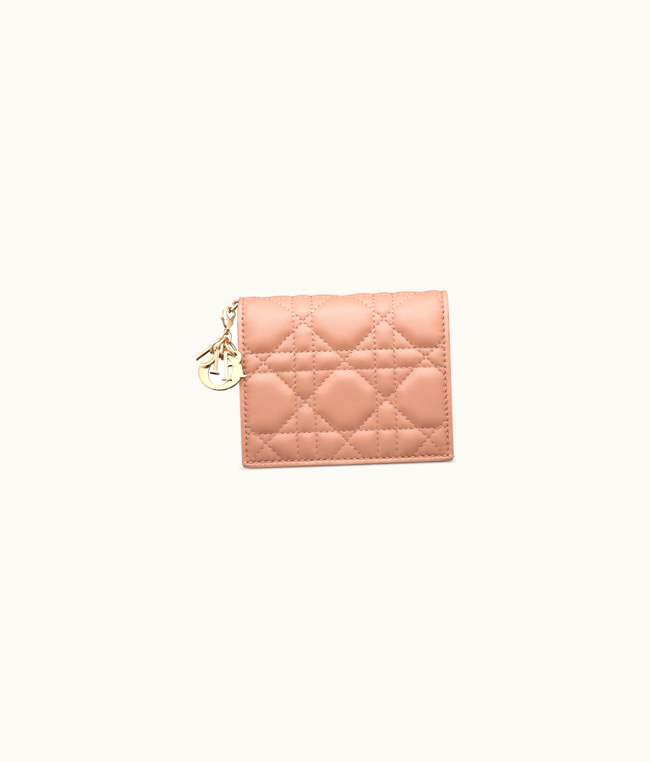 Dior Lady Dior Mini Wallet - Rose Des Vents Cannage Lambskin