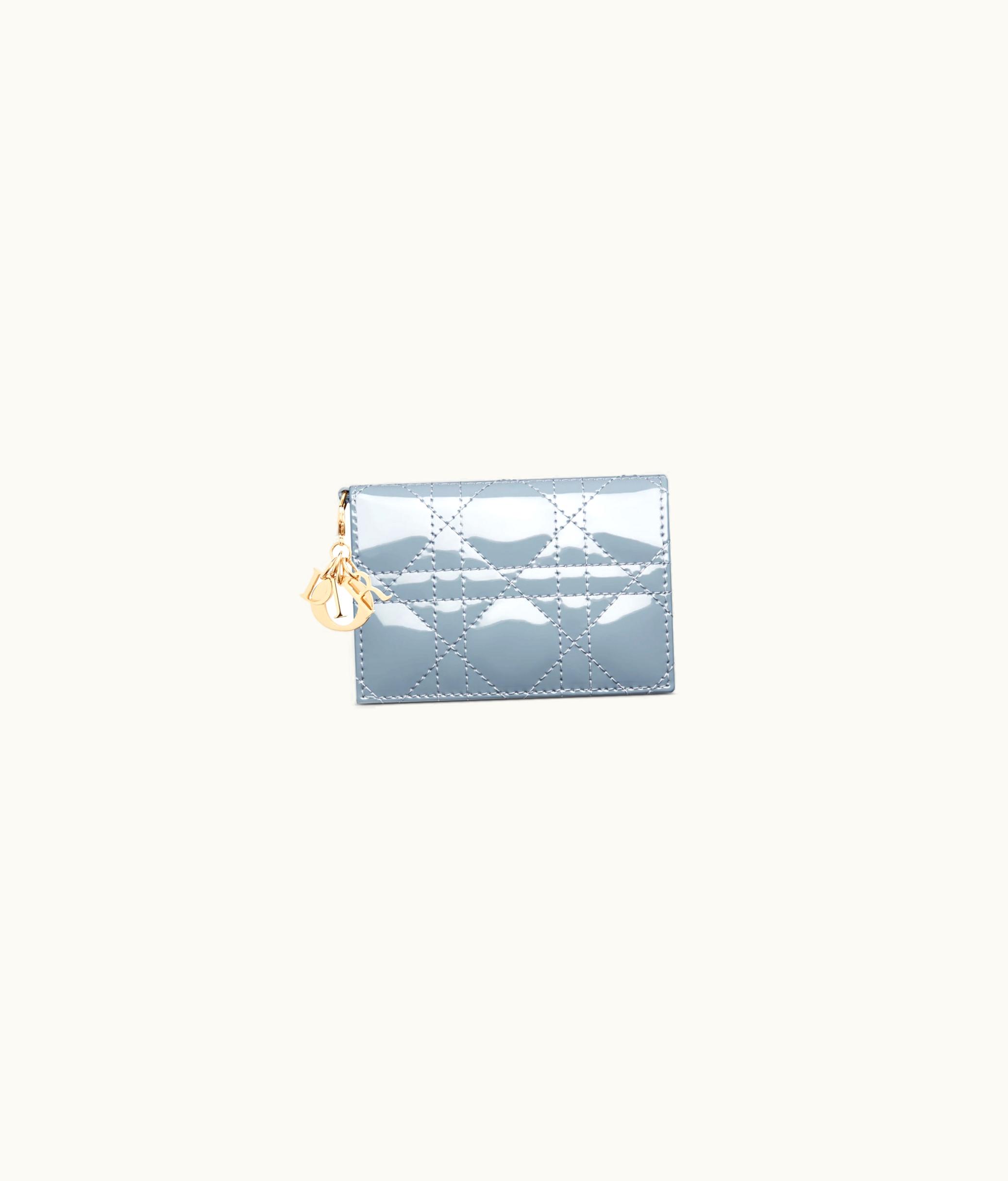 Dior Lady Dior Flap Card Holder - Cloud Blue Patent Cannage Calfskin