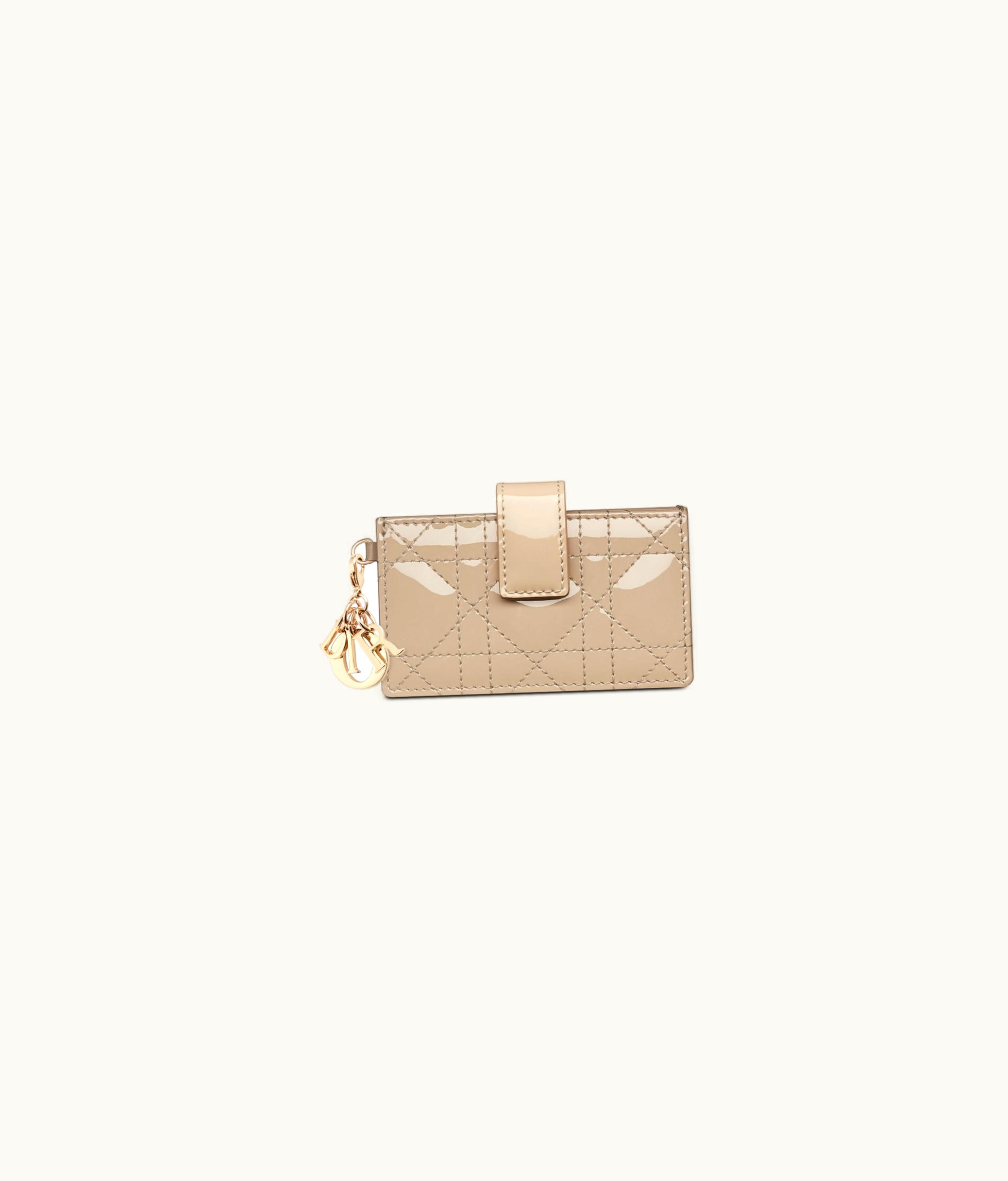 Dior Lady Dior 5-Gusset Card Holder - Sand-Colored Patent Cannage Calfskin