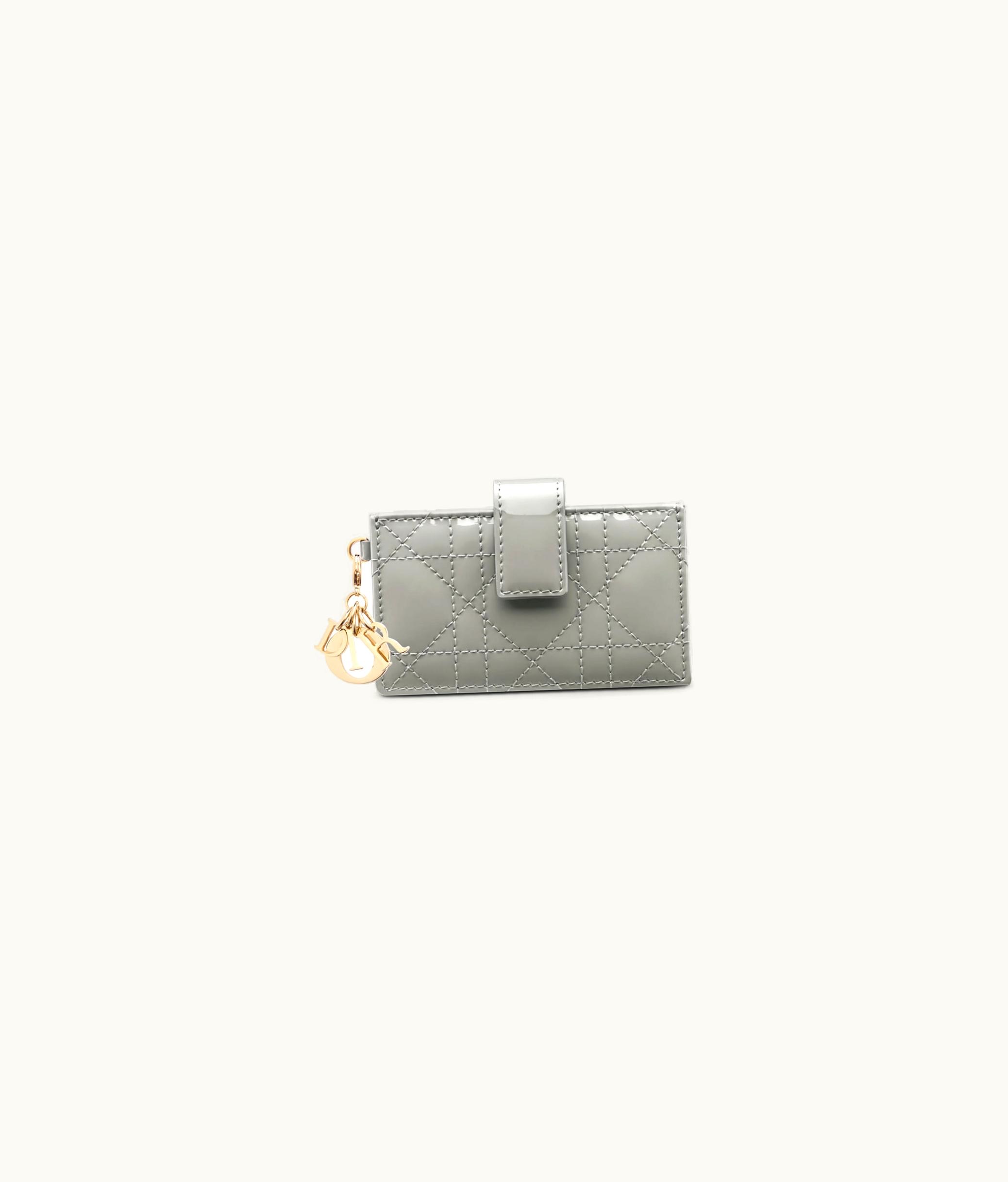 Dior Lady Dior 5-Gusset Card Holder - Gray Stone Patent Cannage Calfskin