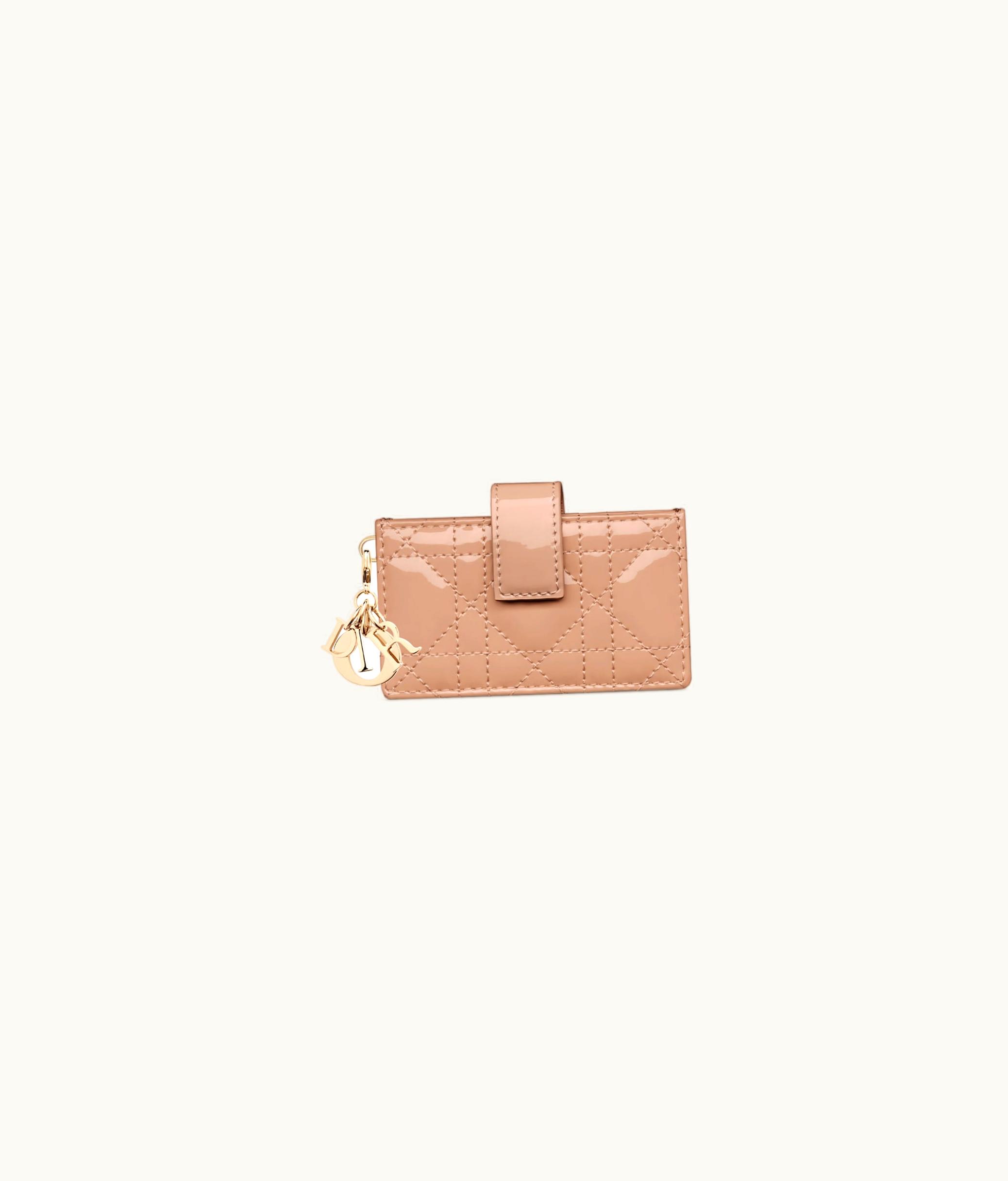 Dior Lady Dior 5-Gusset Card Holder - Rose Des Vents Patent Cannage Calfskin
