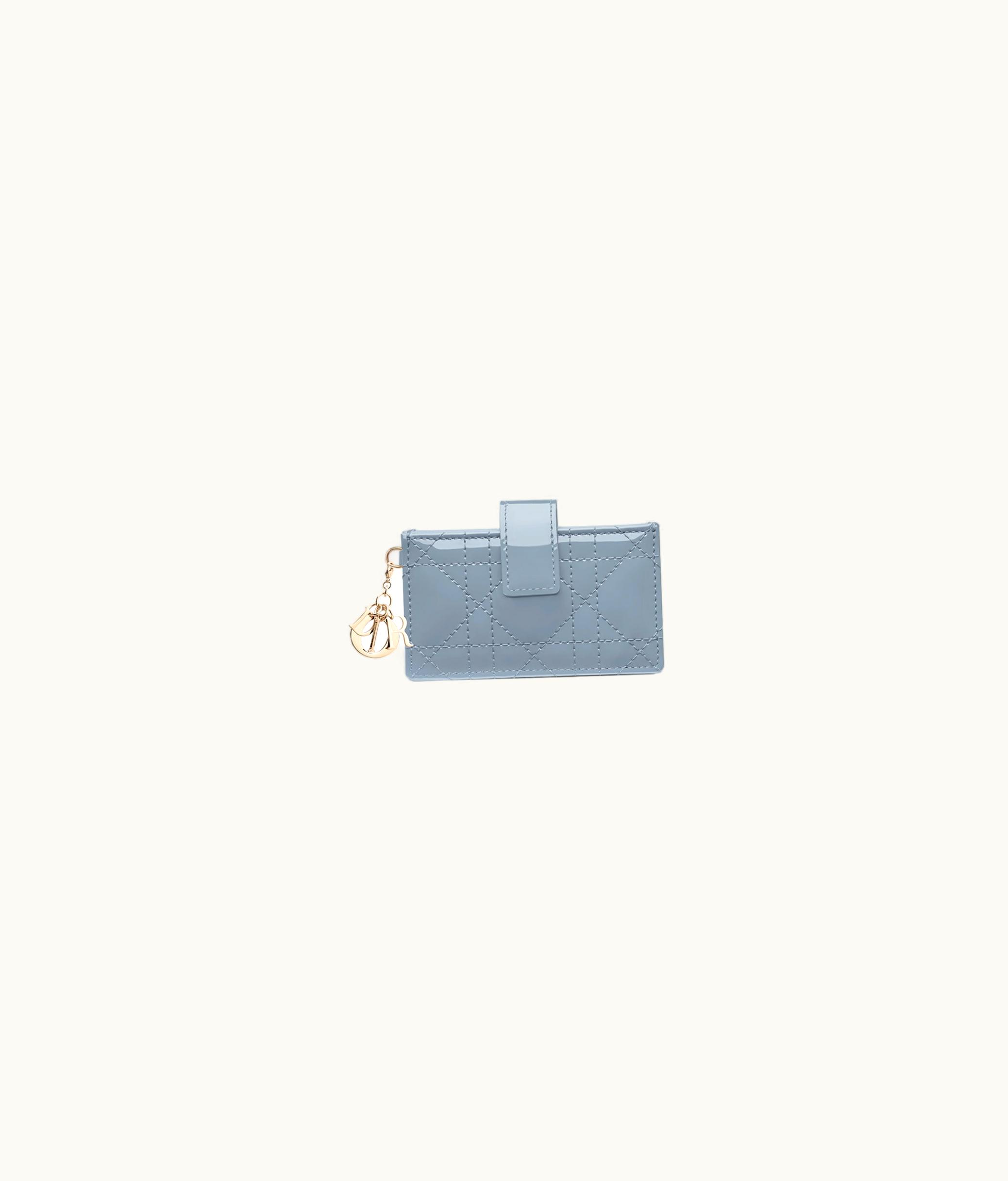 Dior Lady Dior 5-Gusset Card Holder - Sky Blue Patent Cannage Calfskin