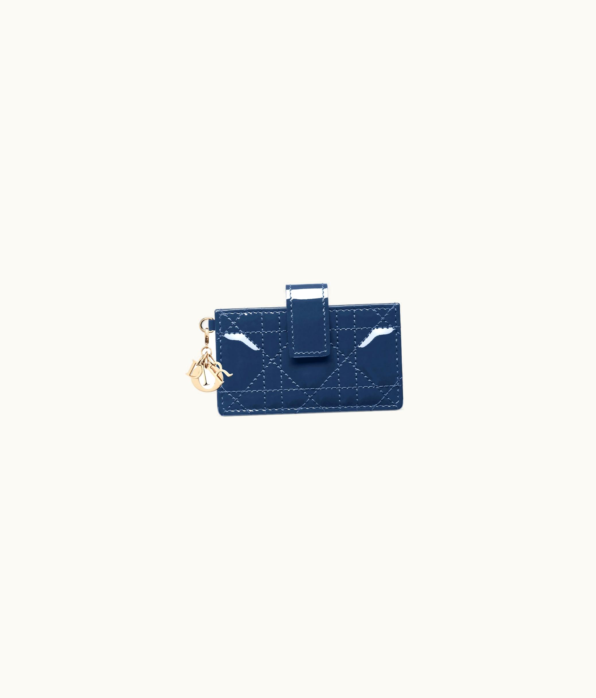 Dior Lady Dior 5-Gusset Card Holder - Deep Ocean Blue Patent Cannage Calfskin