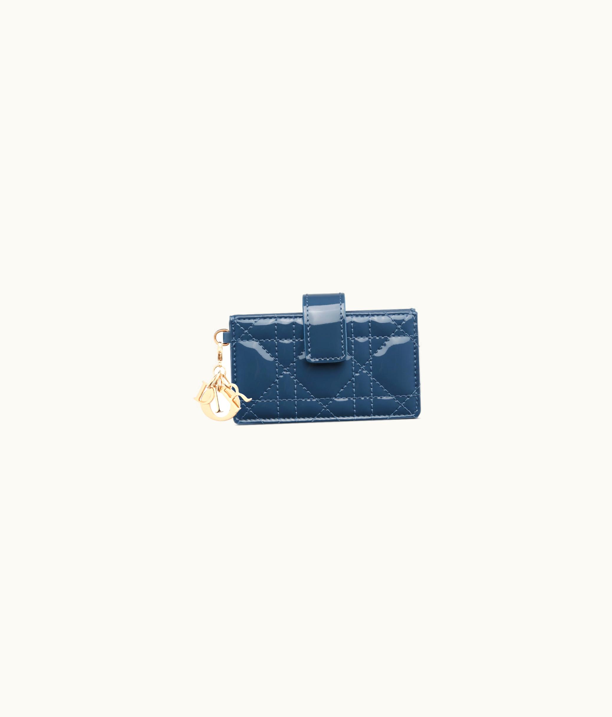 Dior Lady Dior 5-Gusset Card Holder - Pastel Midnight Blue Patent Cannage Calfskin