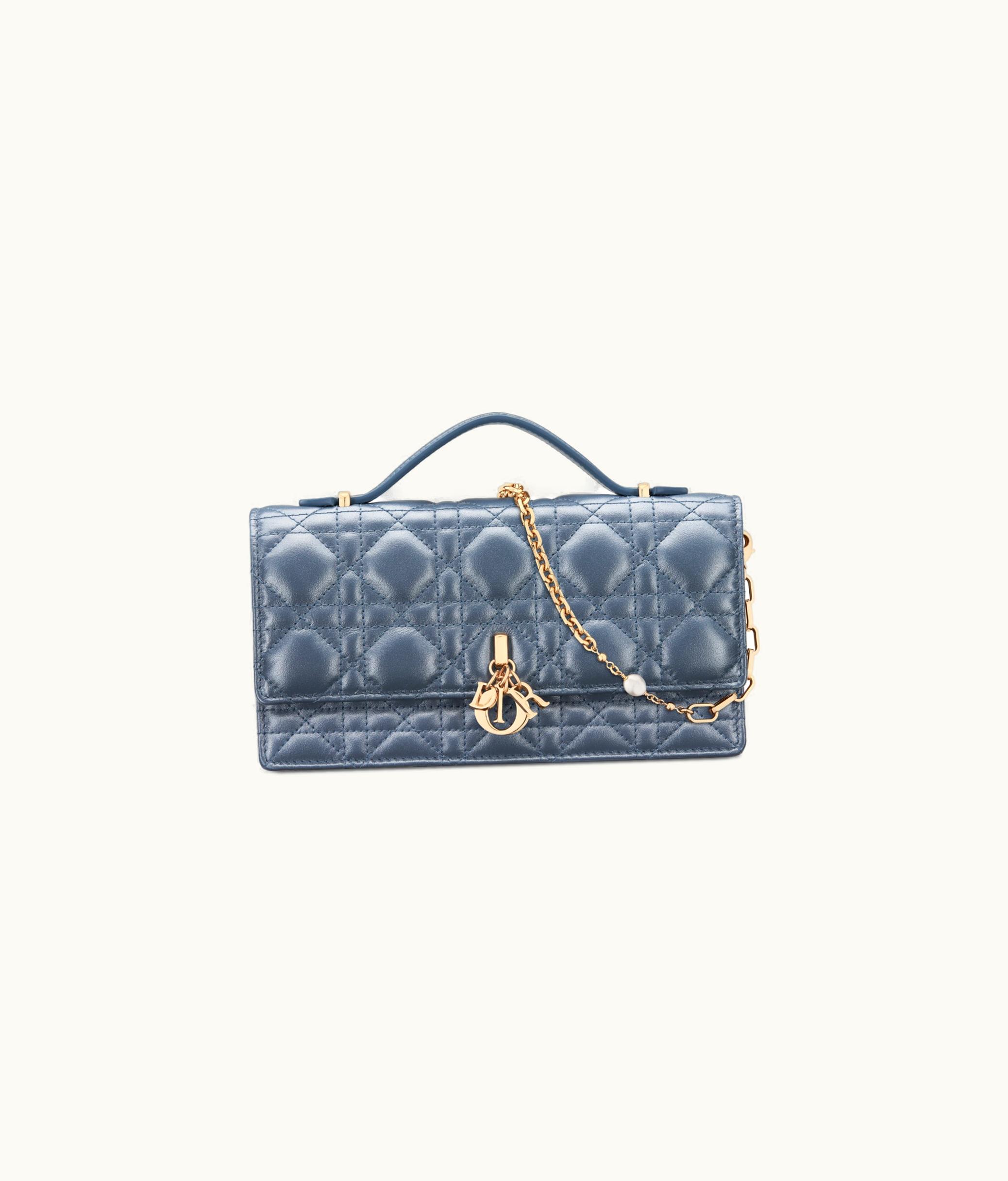 Dior Miss Dior Mini Bag - Pastel Midnight Blue Pearlescent Cannage Lambskin