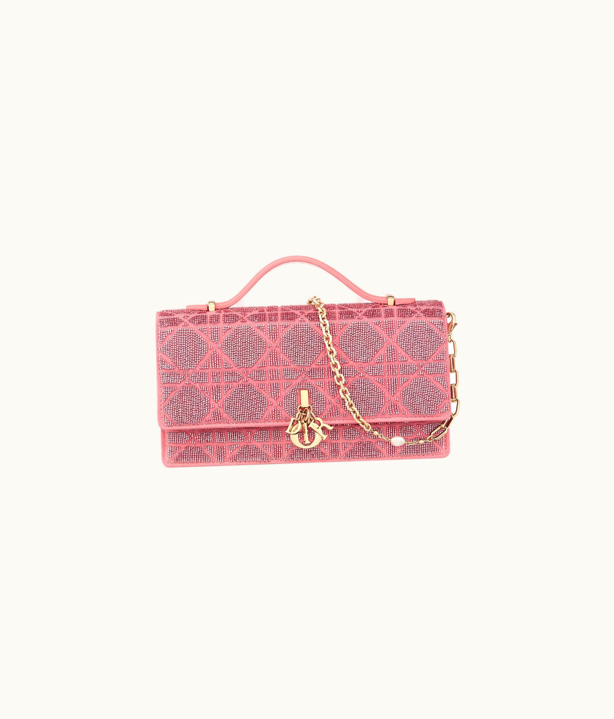 Dior Miss Dior Mini Bag - Light Pink Cannage Cotton With Micropearl Embroidery