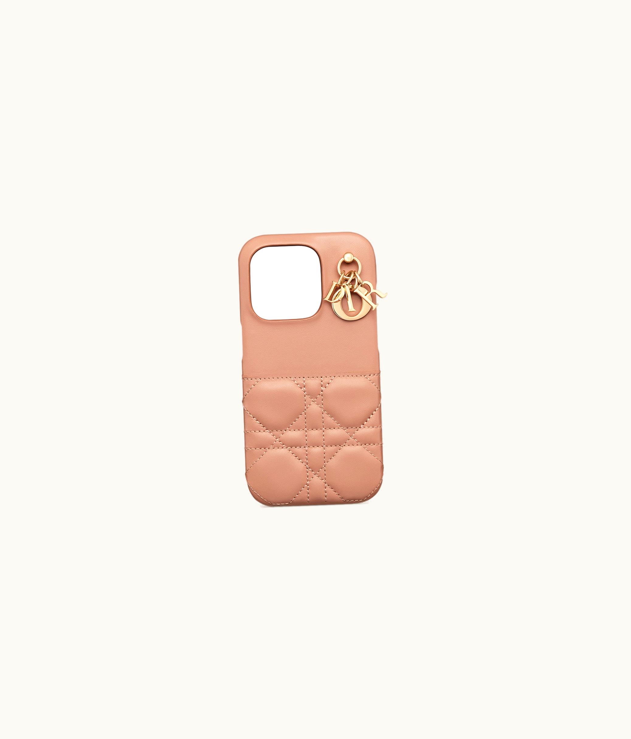Dior Lady Dior Cover For Iphone 14 Pro - Rose Des Vents Cannage Lambskin