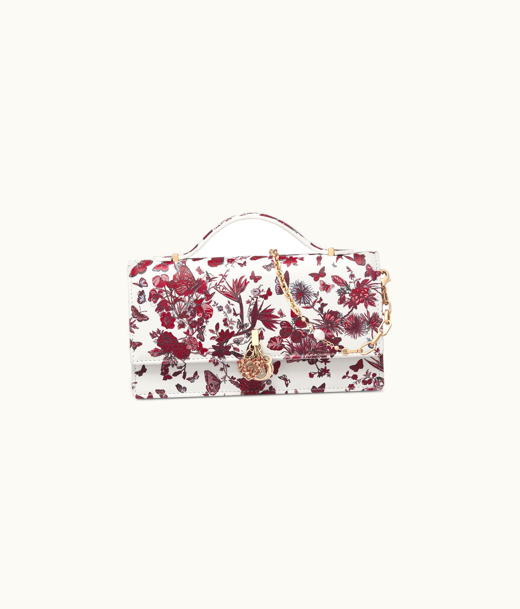 Dior Miss Dior Mini Bag - White And Red Calfskin With Le Cœur Des Papillons Print