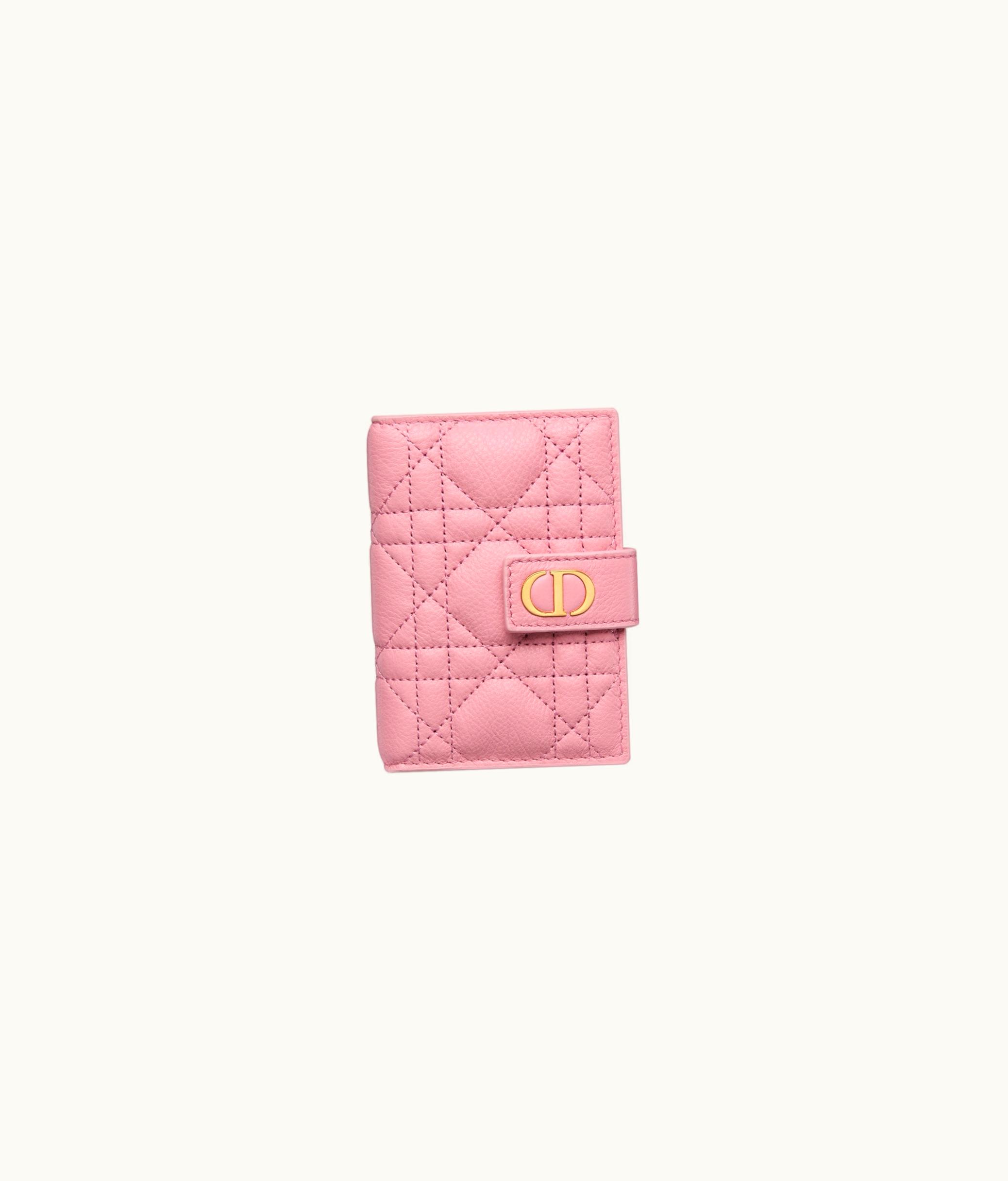 Dior Dior Caro Vertical Card Holder - Melocoton Pink Supple Cannage Calfskin