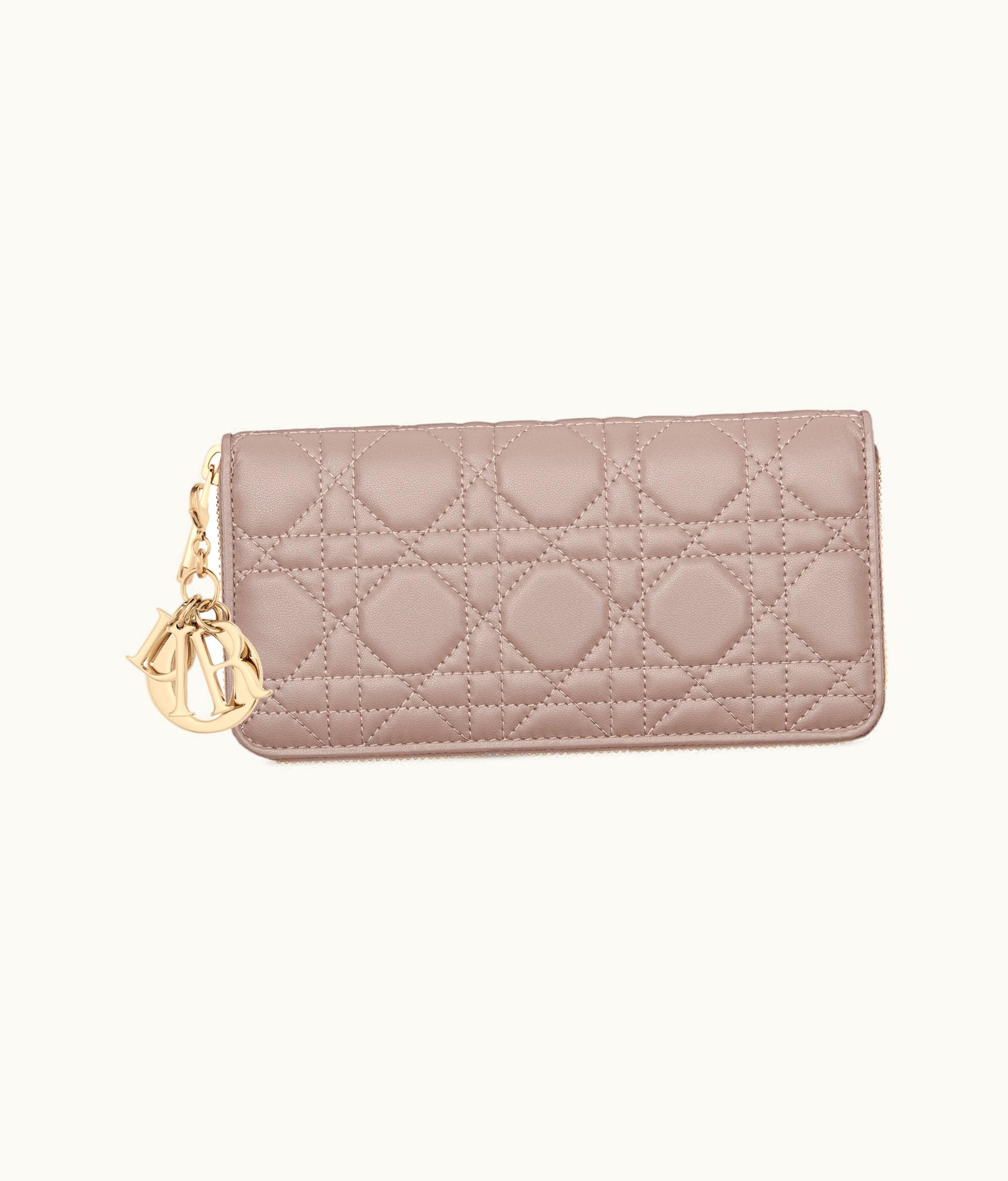 Dior Lady Dior Voyageur Wallet - Warm Taupe Cannage Lambskin