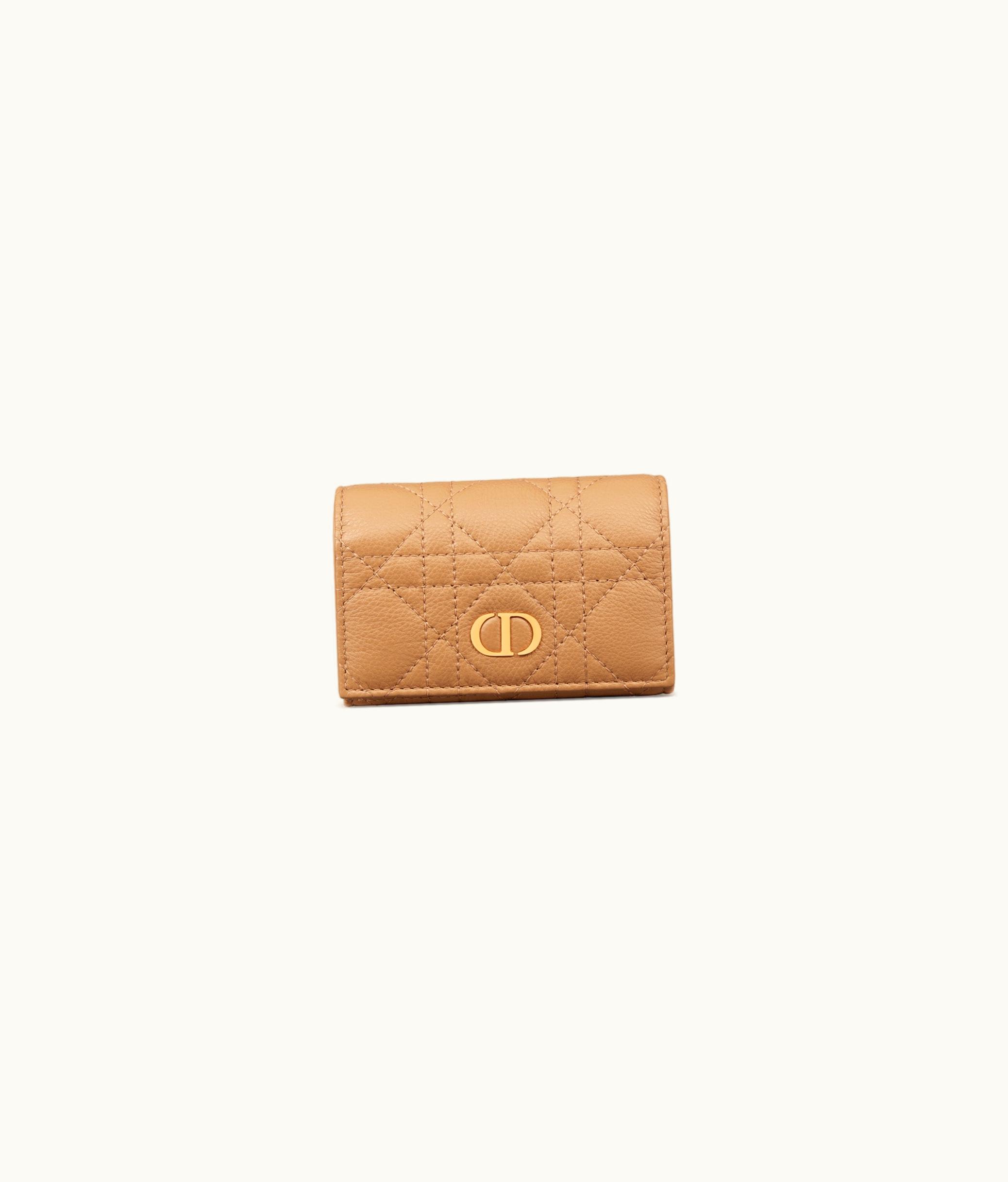Dior Dior Caro Glycine Wallet - Medium Tan Supple Cannage Calfskin