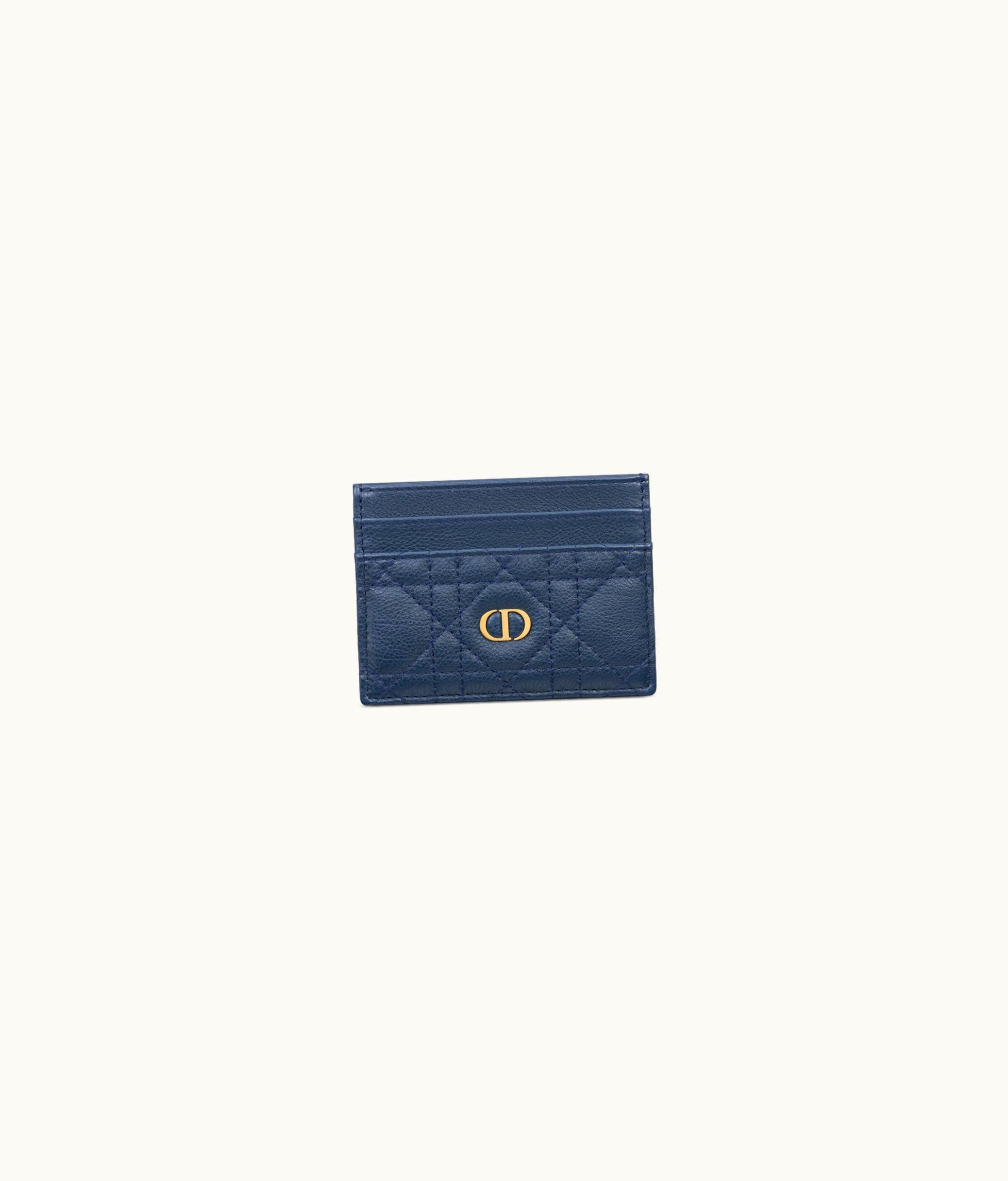 Dior Dior Caro Five-Slot Card Holder - Deep Ocean Blue Supple Cannage Calfskin