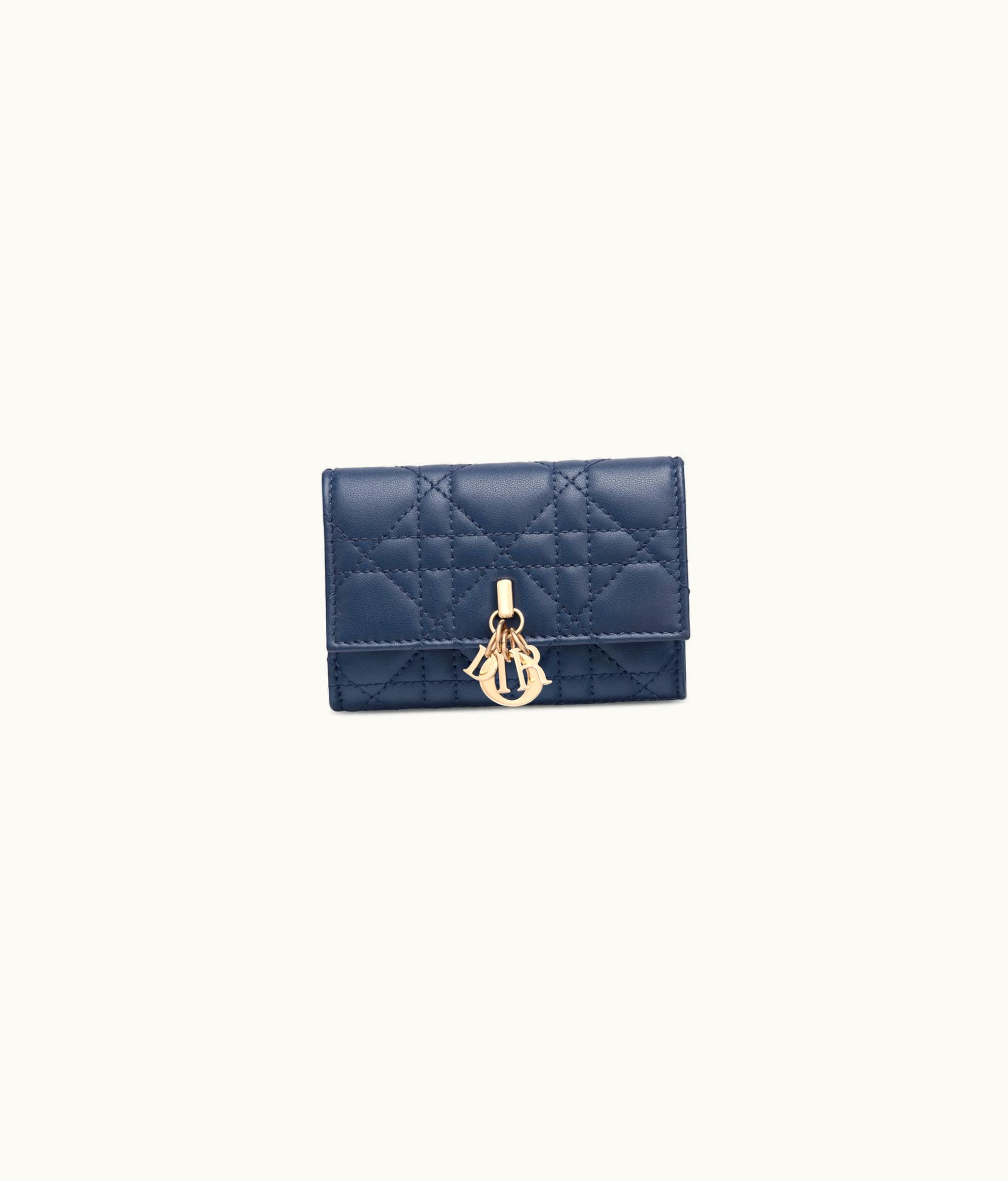 Dior Miss Dior Glycine Wallet - Deep Ocean Blue Cannage Lambskin