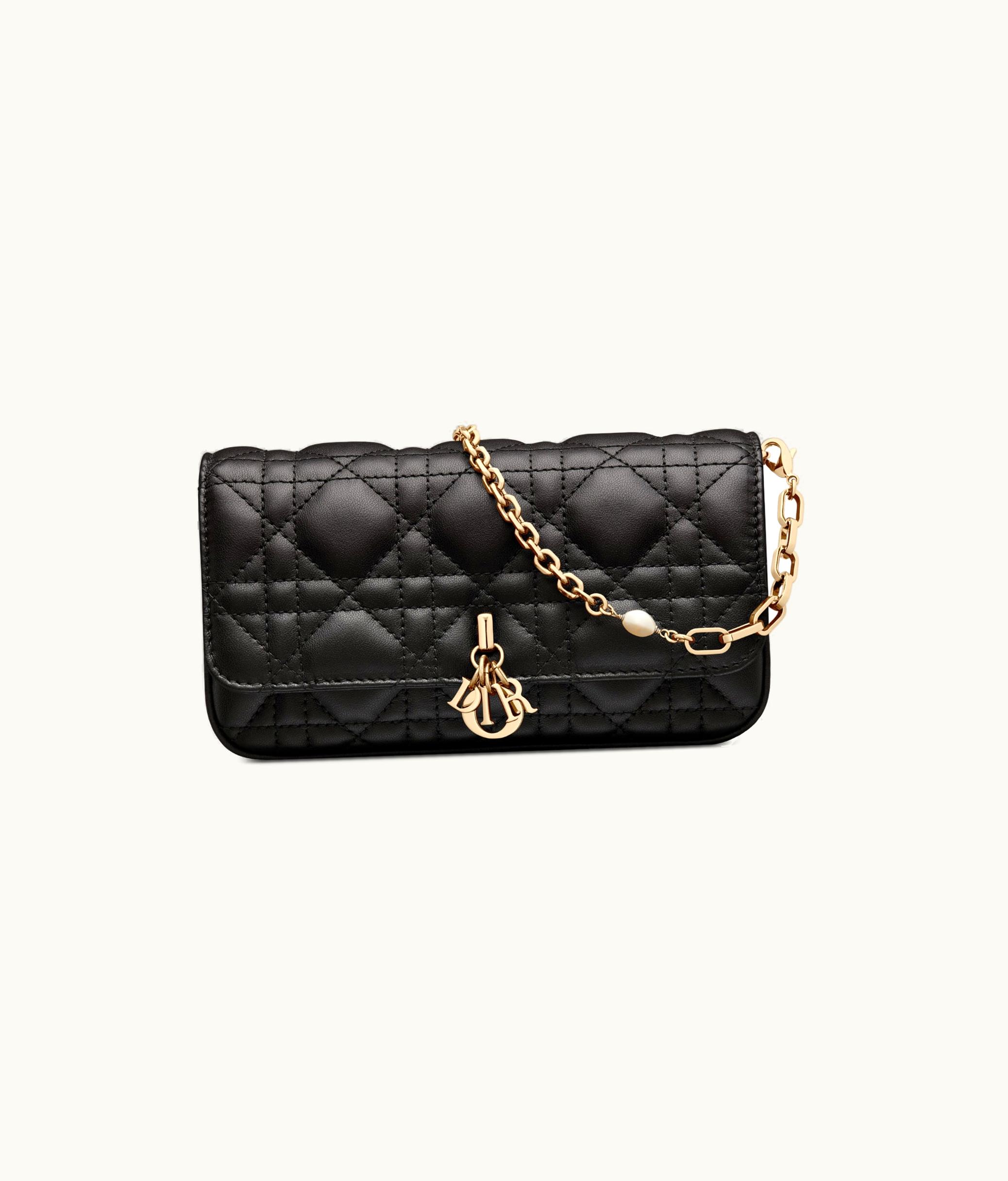 Dior Lady Dior Phone Pouch - Black Cannage Lambskin