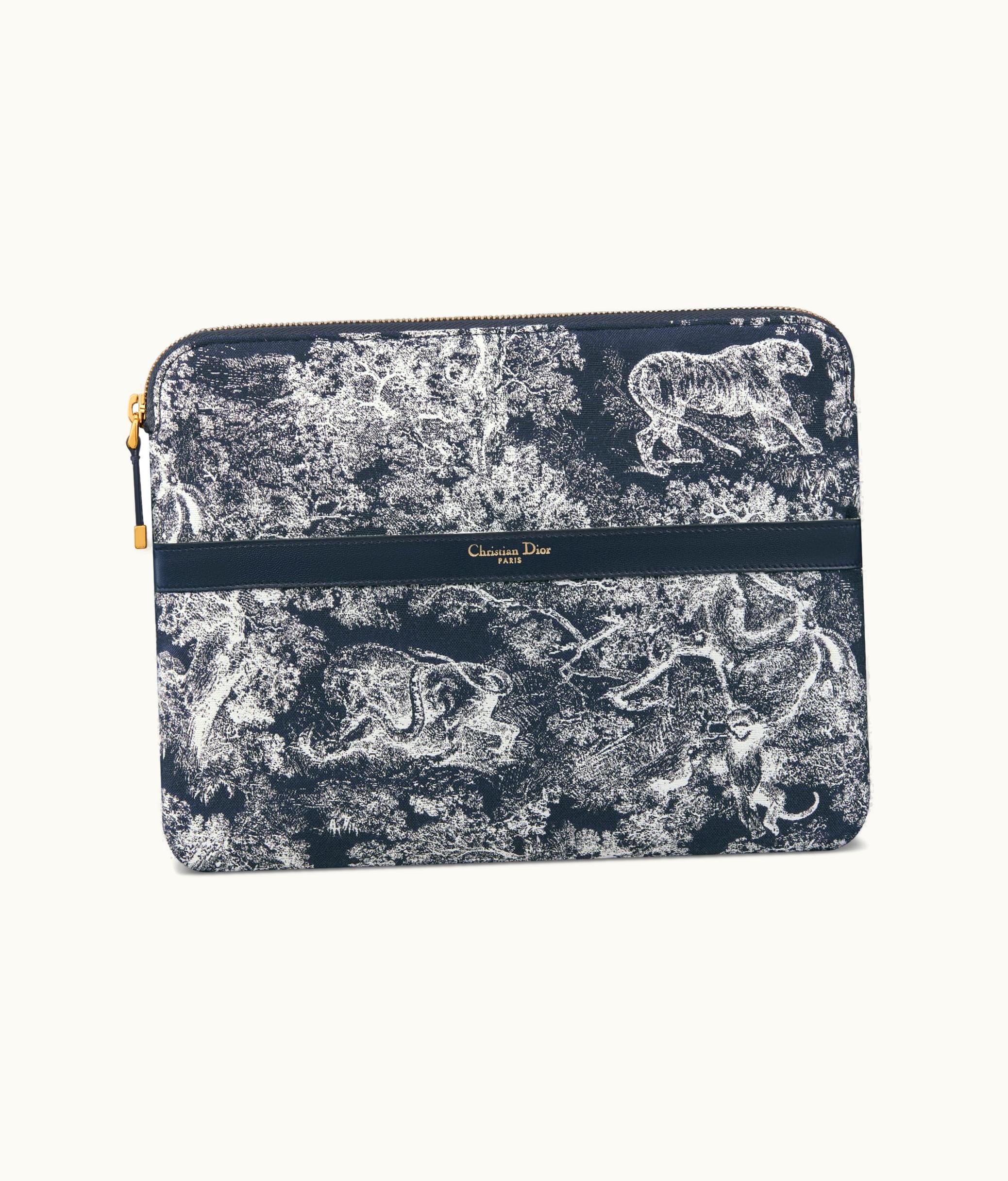 Dior Diortravel Travel Kit - Blue, Pink And Gray Toile De Jouy Reverse Jacquard