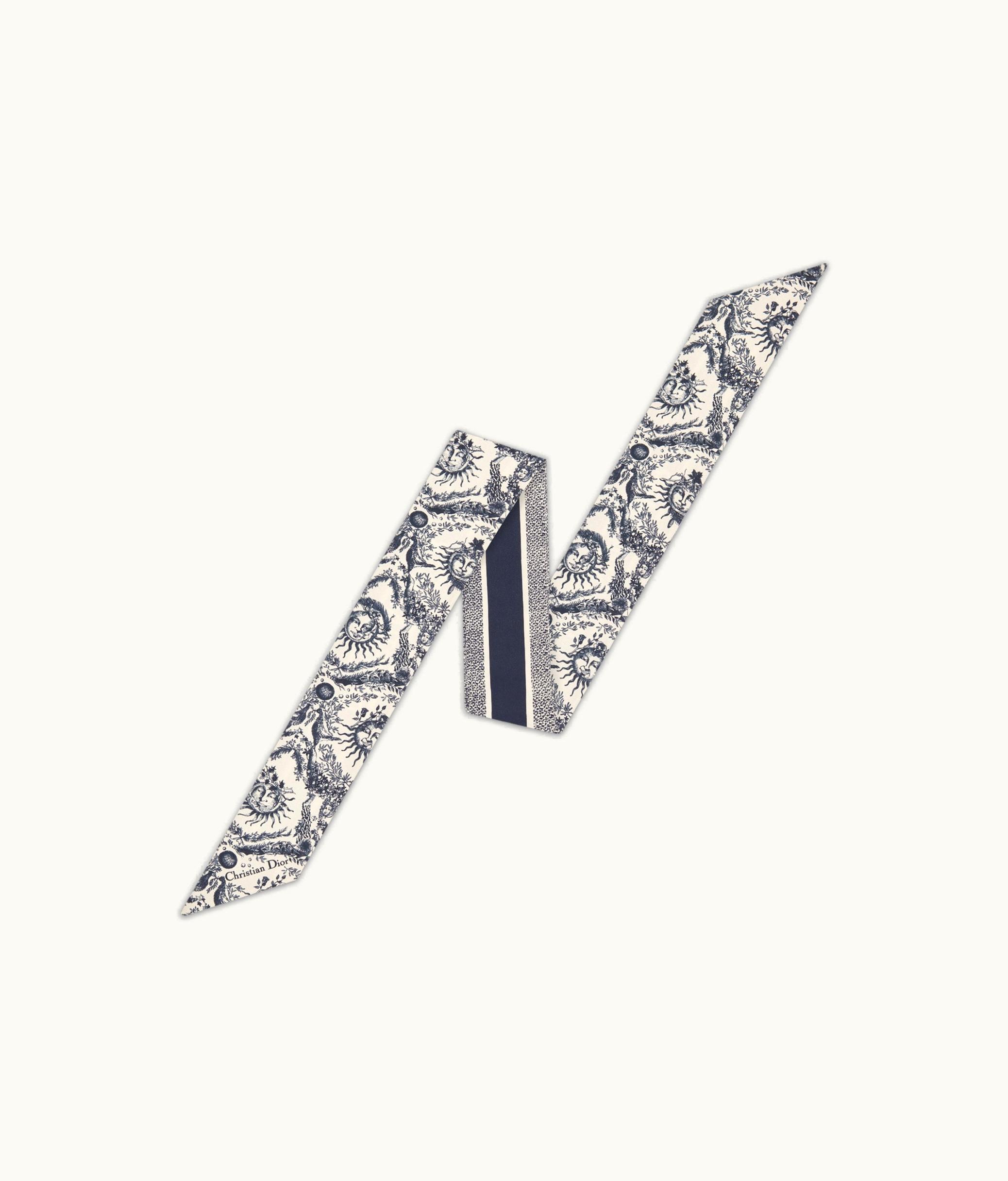 Dior Dior Toile De Jouy Soleil Mitzah Scarf - White And Navy Blue Silk Twill
