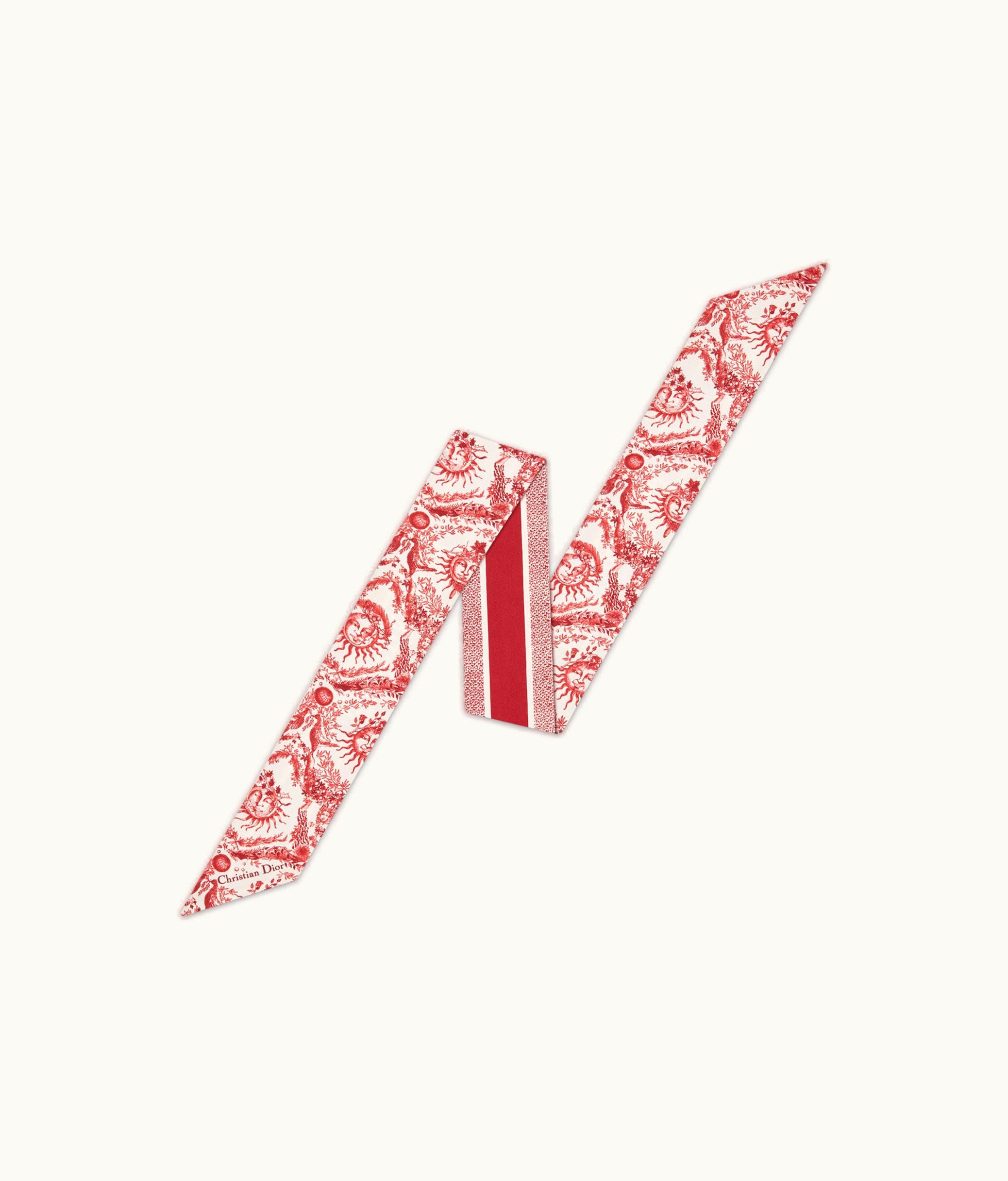 Dior Dior Toile De Jouy Soleil Mitzah Scarf - White And Red Silk Twill