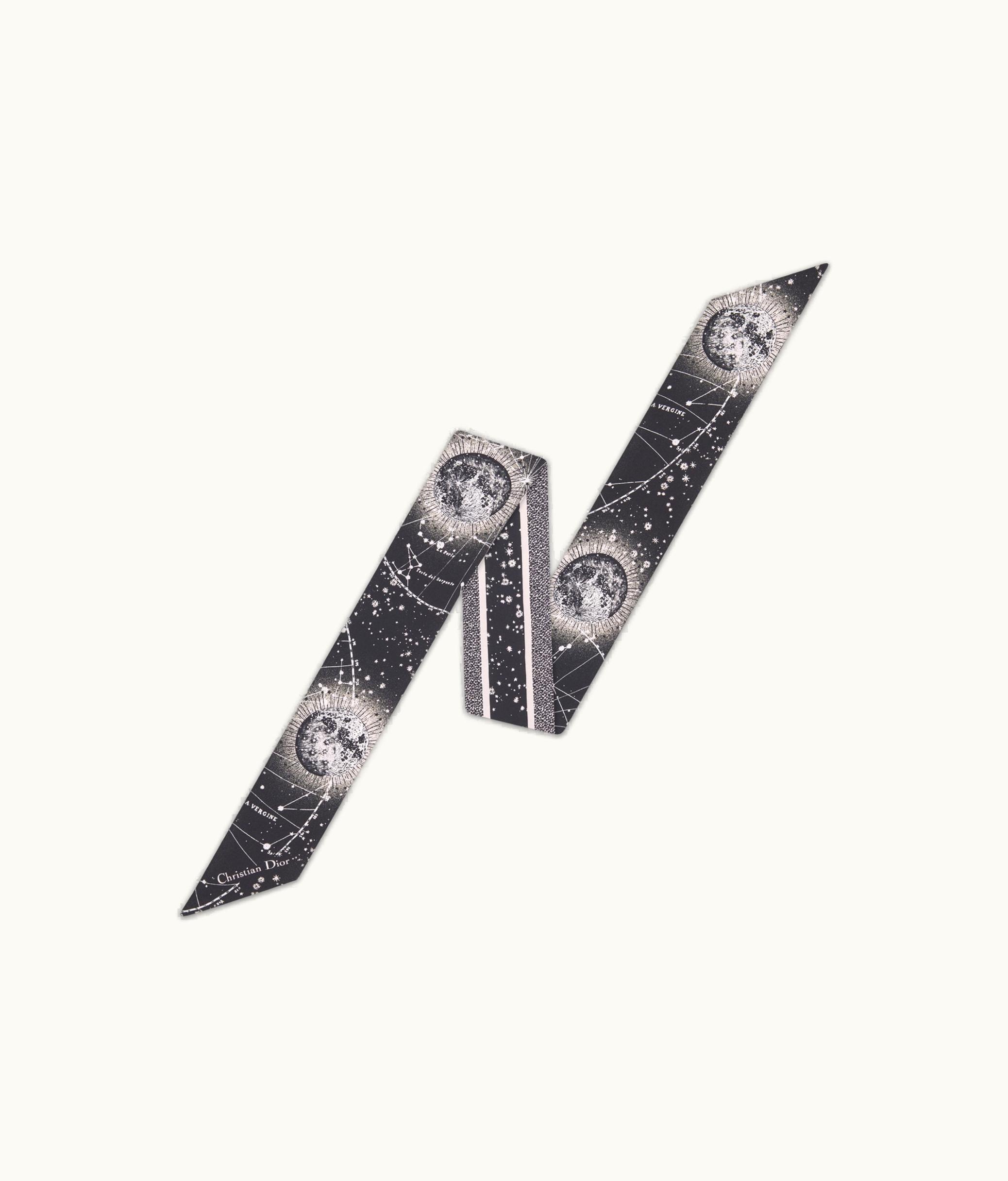 Dior Dior Phases Lunaires Mitzah Scarf - Black And Ivory Silk Twill