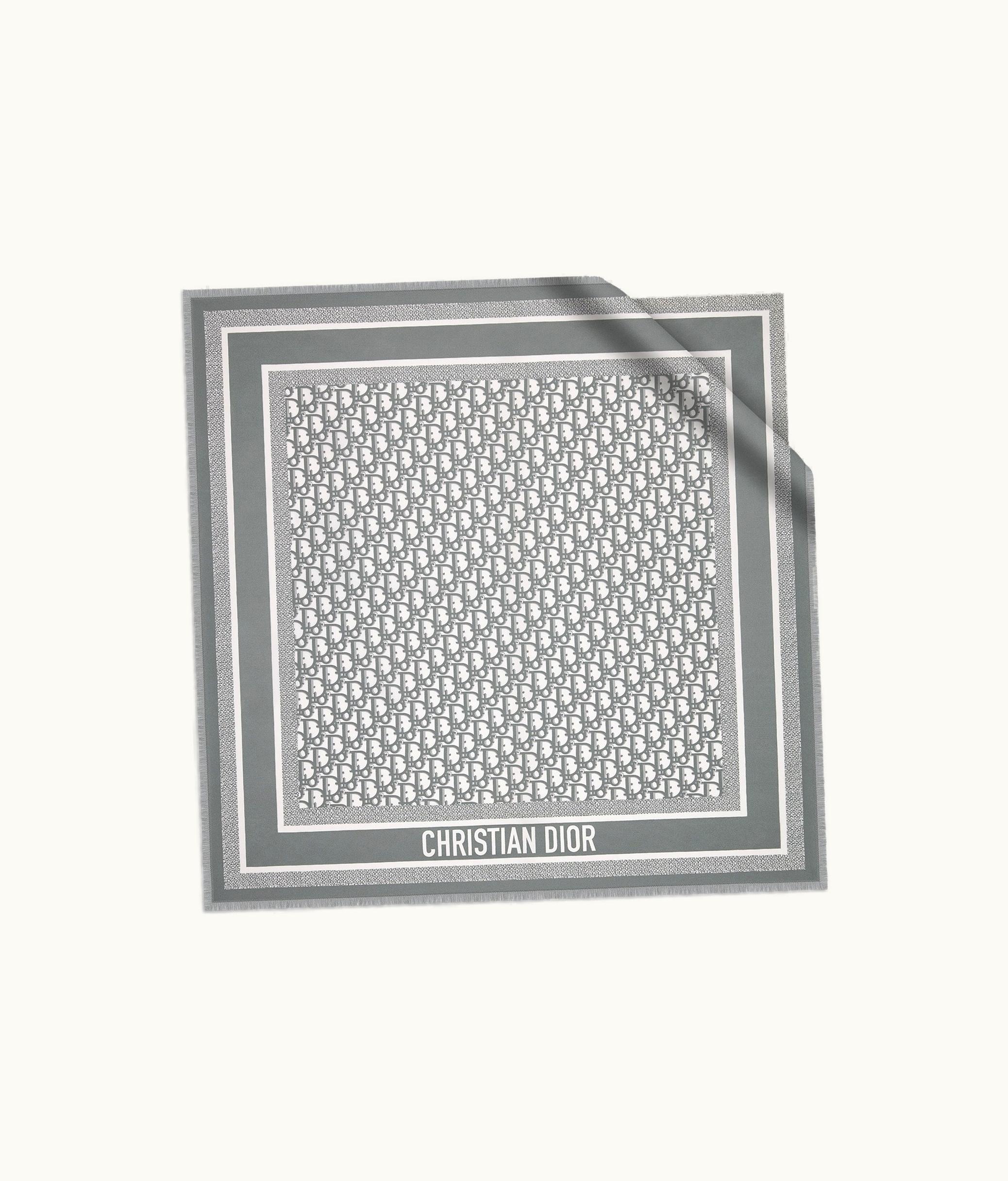 Dior Dior Oblique Diortwin 70 Square Scarf - Gray Silk Twill