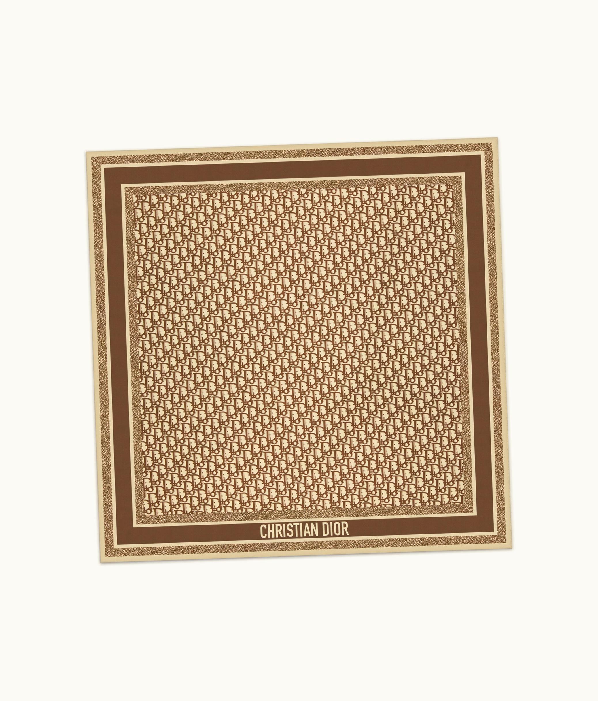 Dior Dior Oblique Diortwin 90 Square Scarf - Camel-Colored Silk Twill