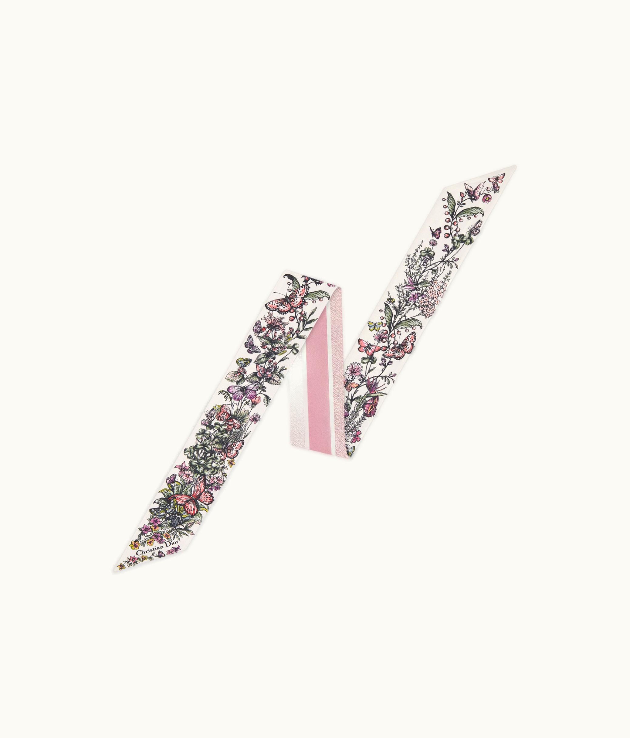 Dior Dior Mexico Millefiori Mitzah Scarf - White And Pastel Pink Silk Twill