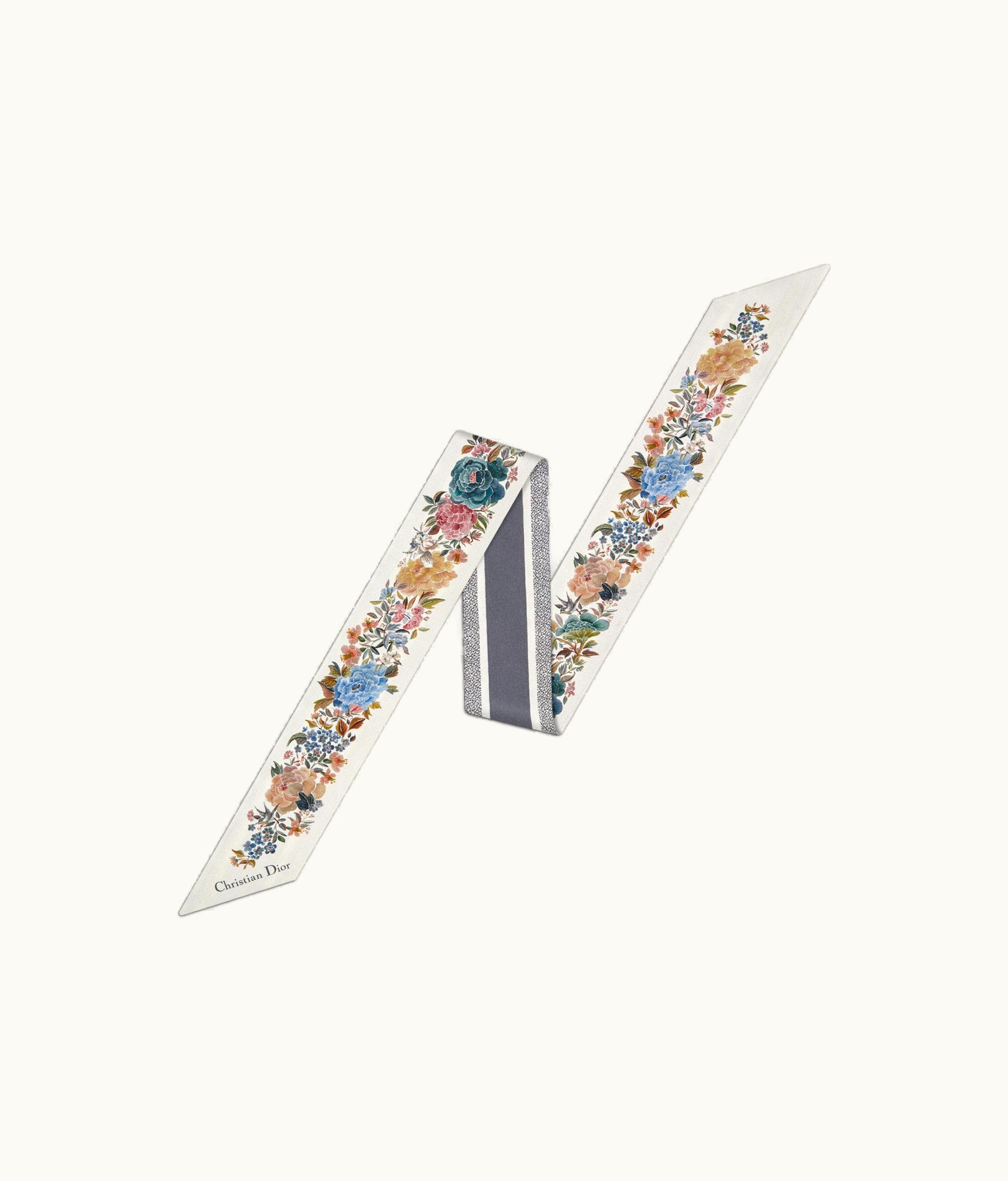 Dior Dior Jardin d'Hiver Mitzah Scarf - White Multicolor Silk Twill