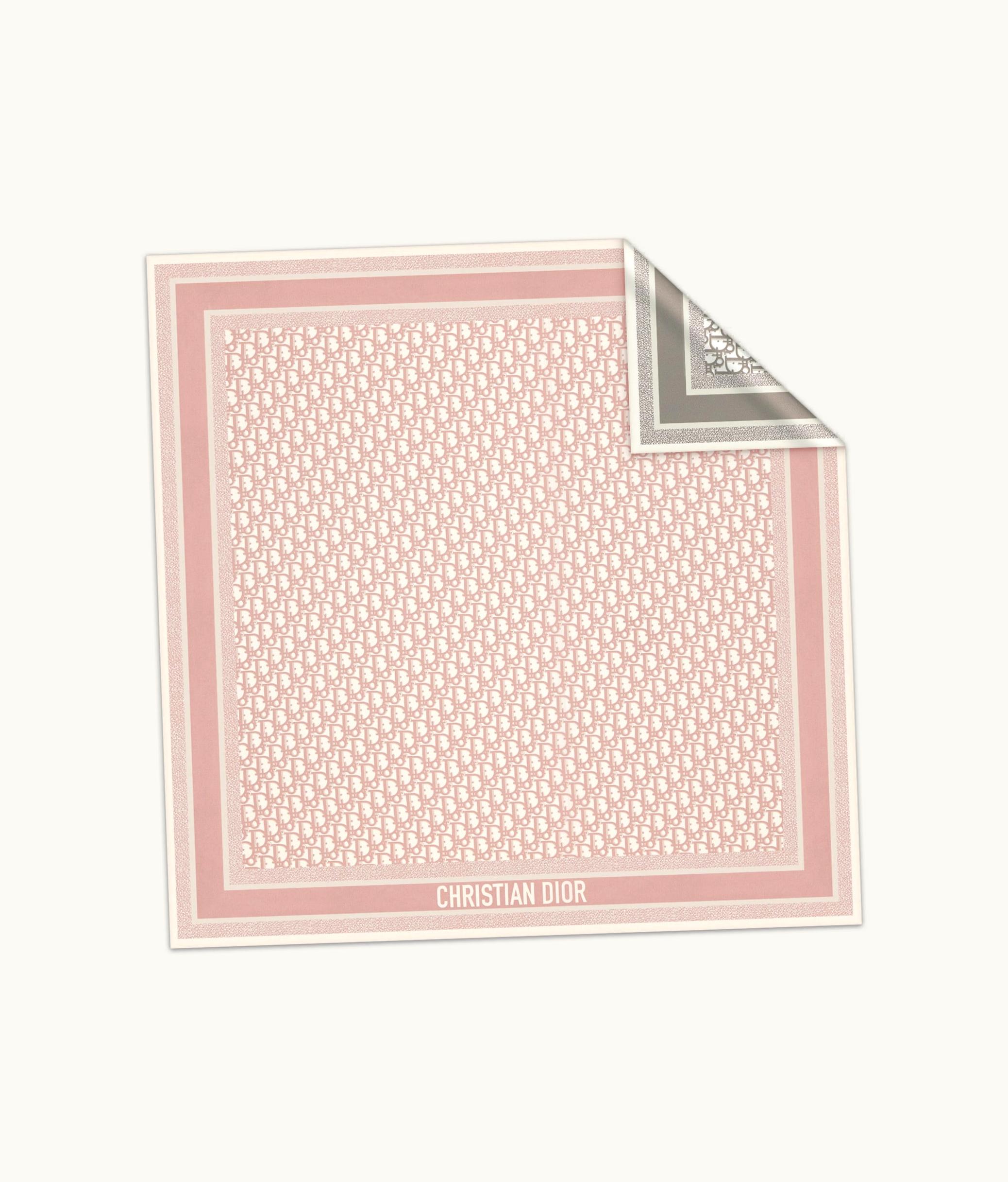 Dior Dior Oblique Diortwin 90 Square Scarf - Rose Des Vents And Gray Silk Twill