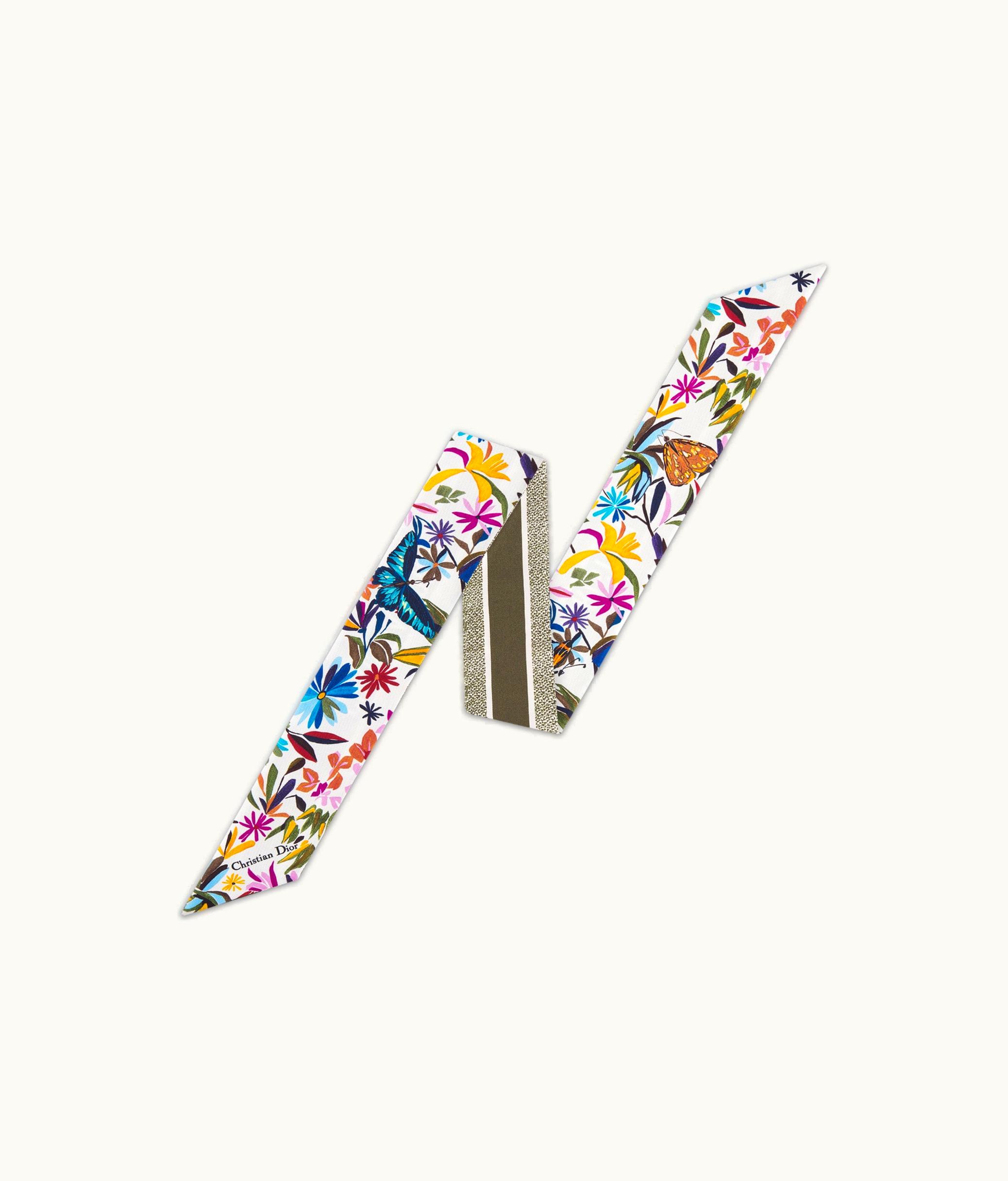 Dior Dior Toile De Jouy Fantastica Mitzah Scarf - White Multicolor Silk Twill