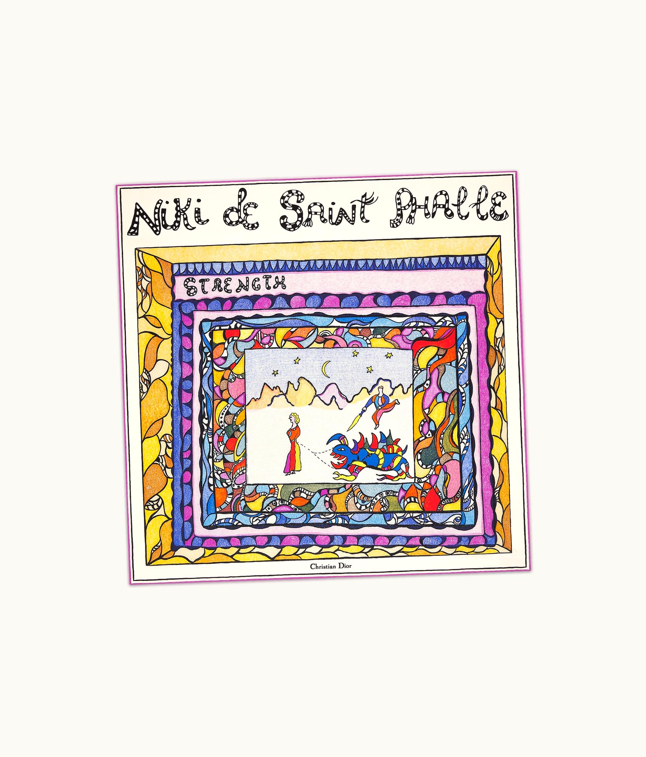 Dior Dior Niki De Saint Phalle Princess & Dragon 70 Square Scarf - White Multicolor Silk Twill
