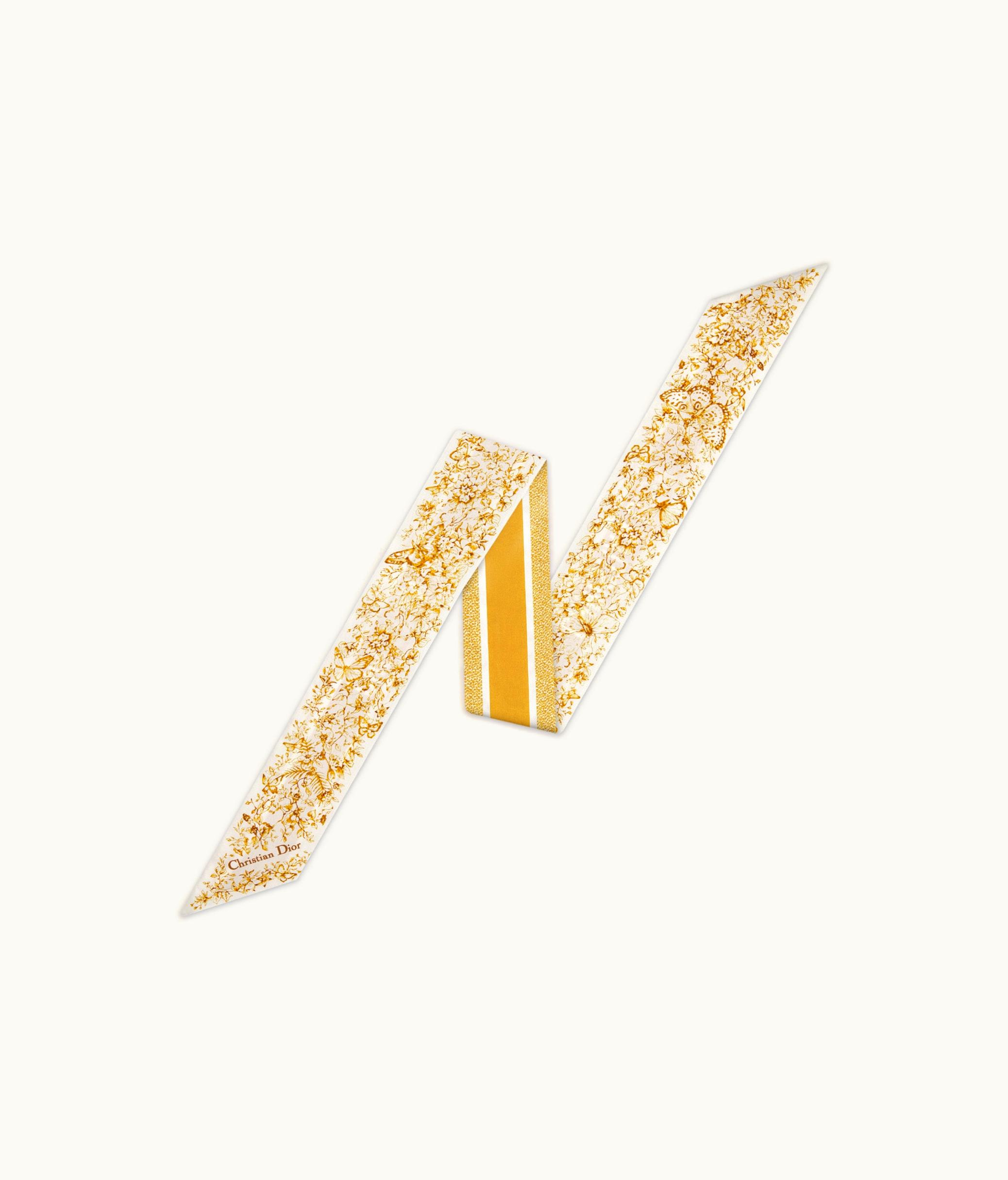 Dior Dior Butterfly Around The World Mitzah Scarf - White And Gold-Tone Silk Twill