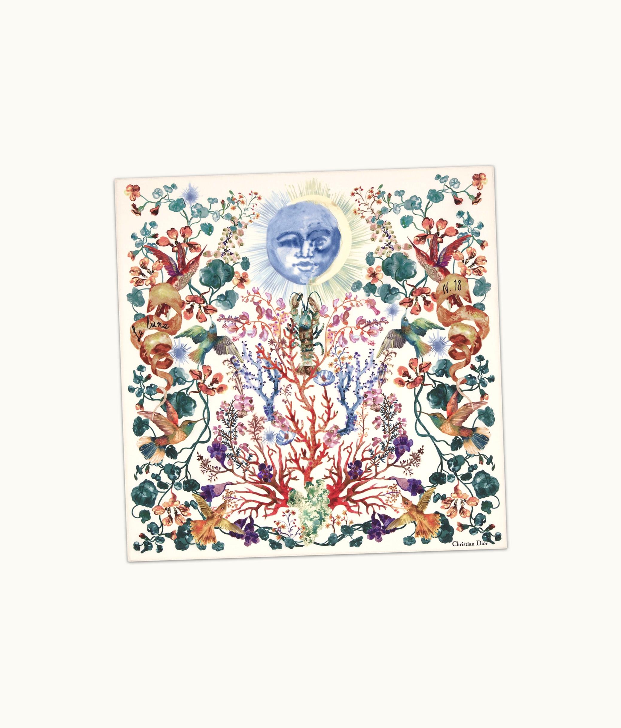 Dior Dior La Lune Tarot 70 Square Scarf - White Multicolor Silk Twill