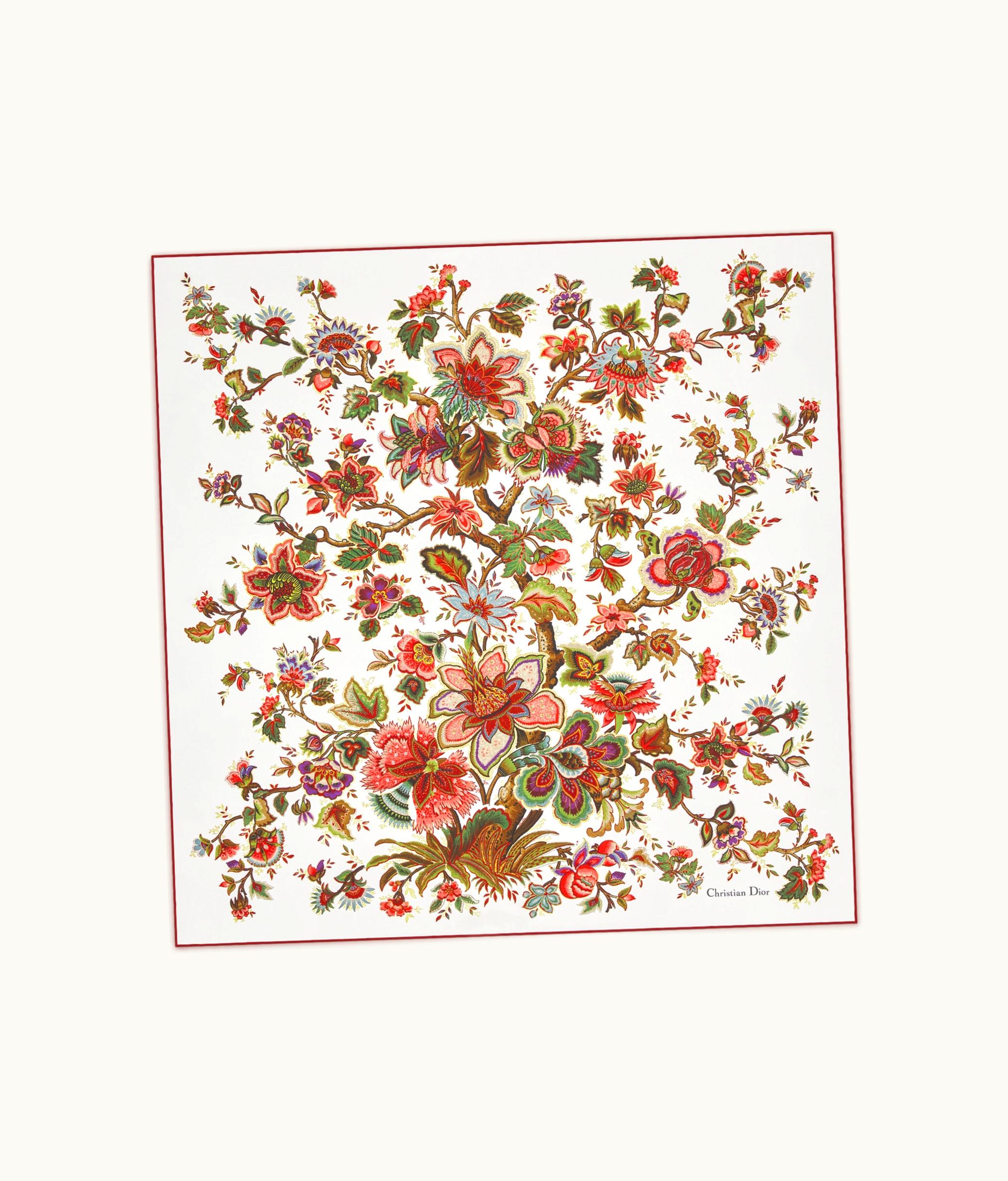 Dior Dior Albero Della Vita 90 Square Scarf - Off-White Multicolor Silk Twill