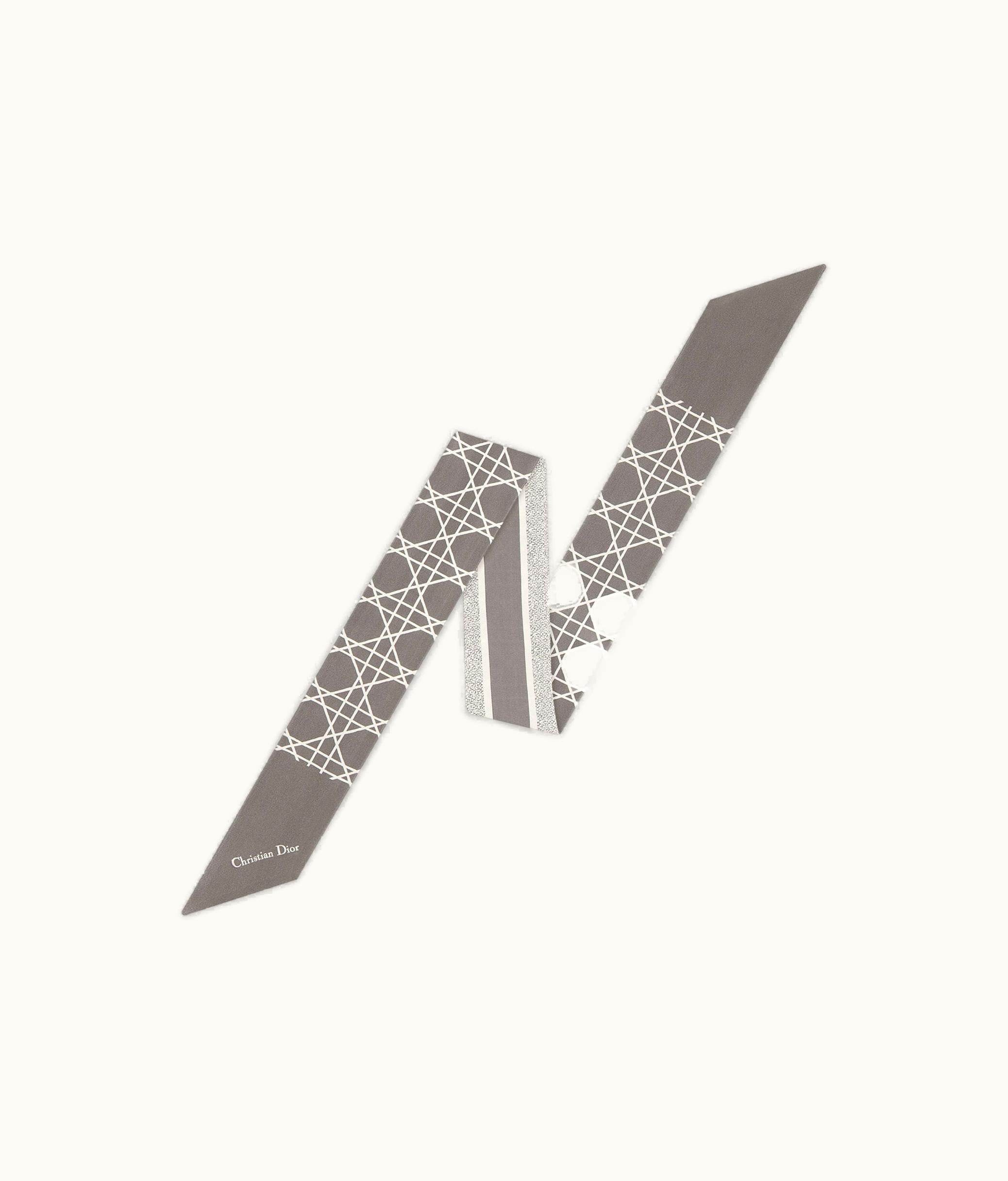 Dior Dior Cannage Mitzah Scarf - Ivory And Gray Silk Twill