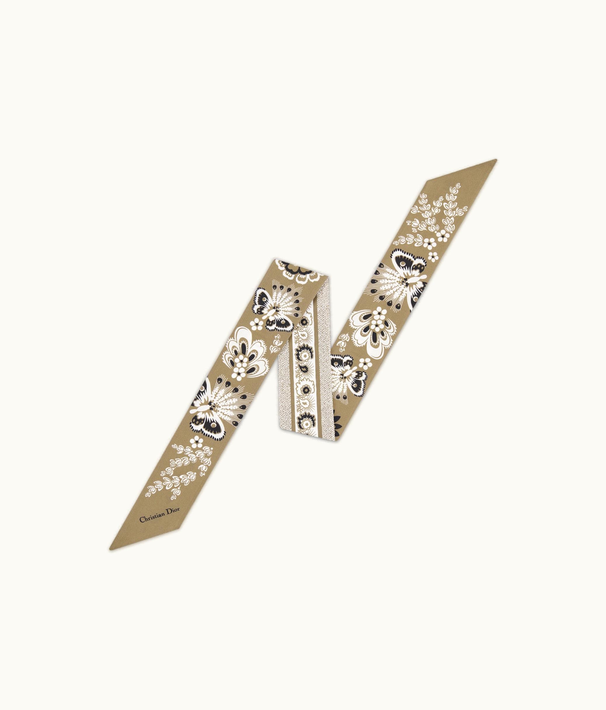 Dior Dior Butterfly Bandana Mitzah Scarf - Beige Multicolor Silk Twill