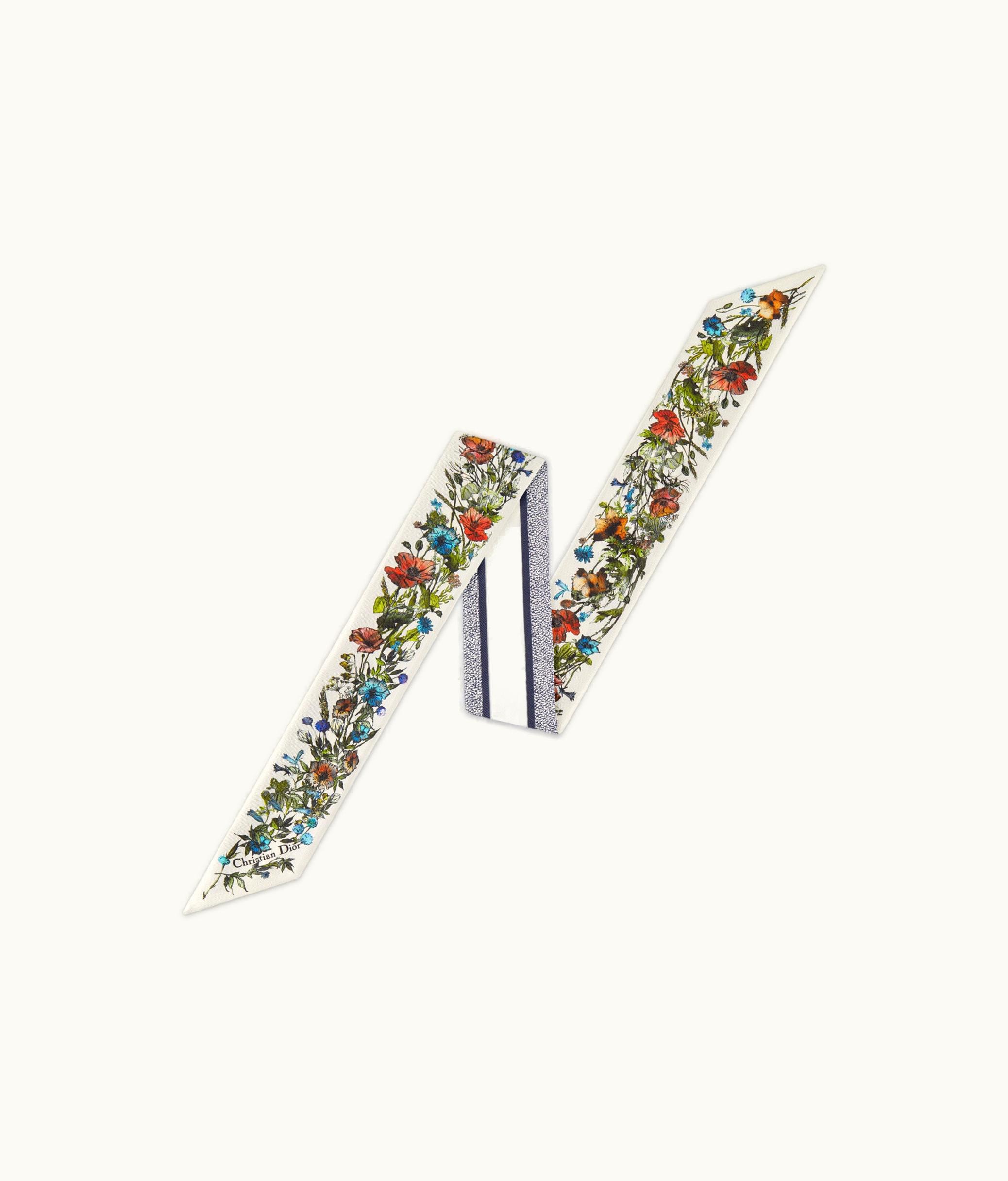 Dior Dior D-Millefiori Mitzah Scarf - White Multicolor Silk Twill