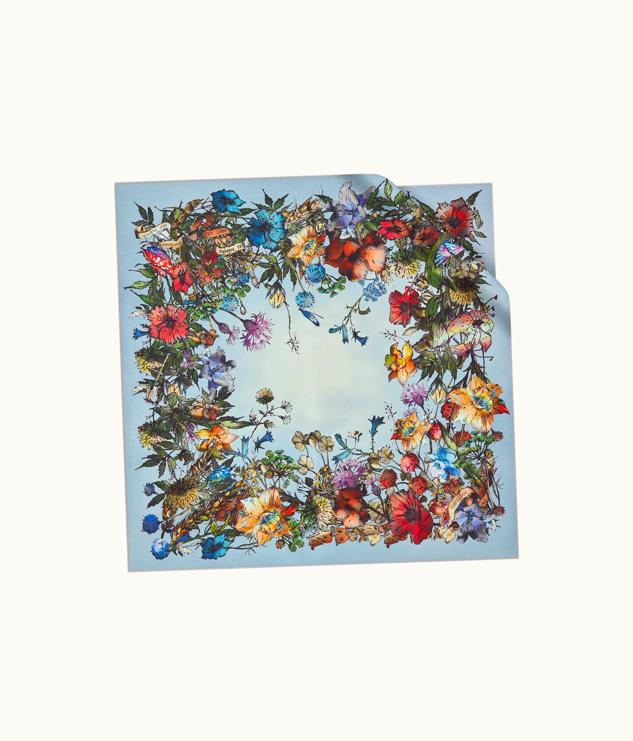 Dior Dior D-Millefiori 70 Square Scarf - Sky Blue Silk Twill