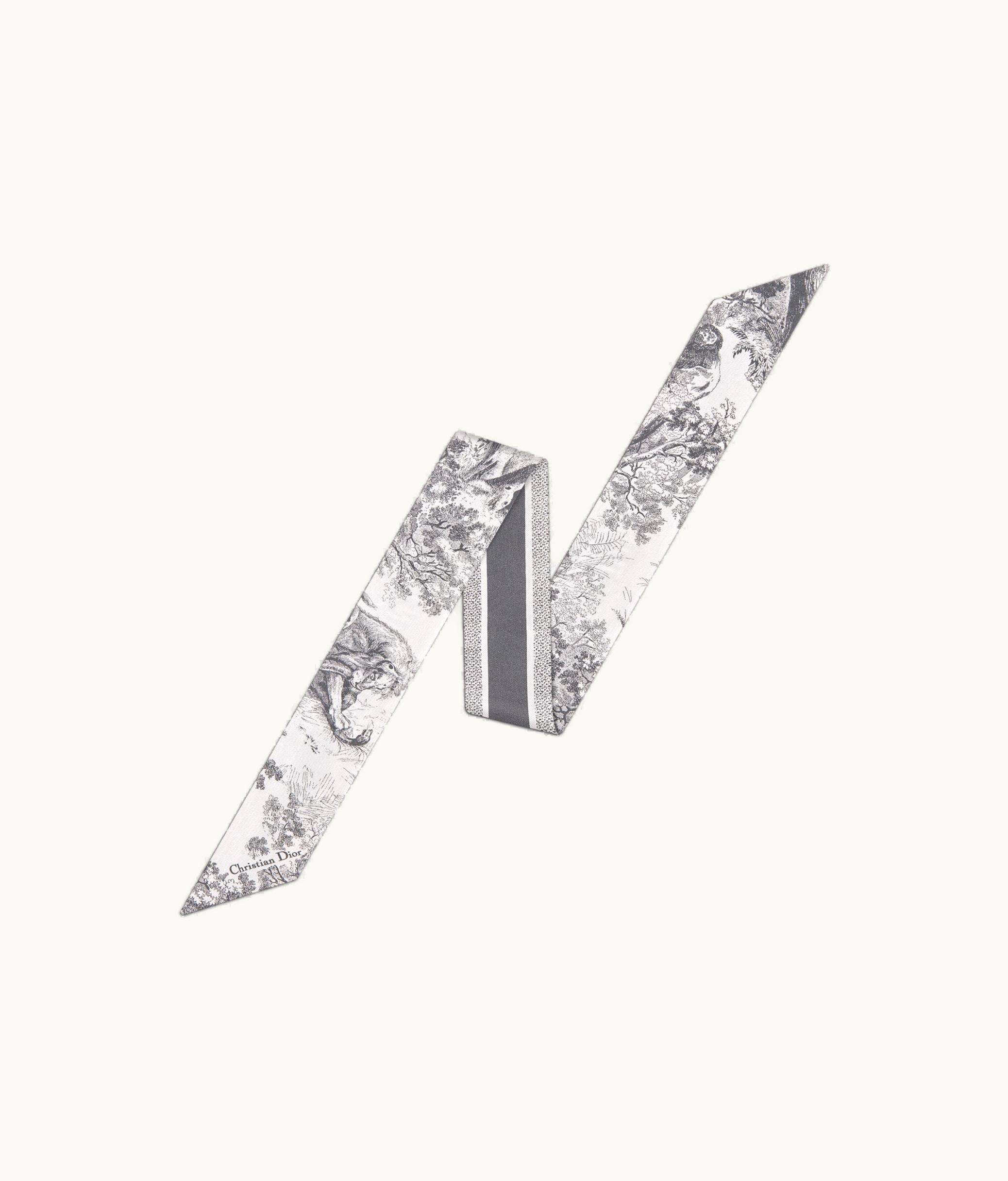 Dior Dior Toile De Jouy Sauvage Mitzah Scarf - Ivory And Gray Silk Twill